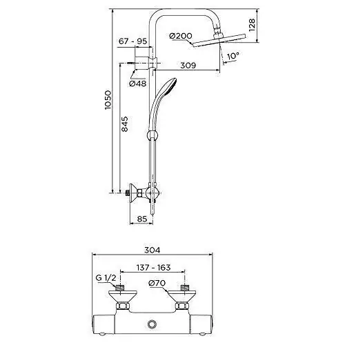 Ideal Standard Kopfbrausesystem Idealjet mit Thermostat