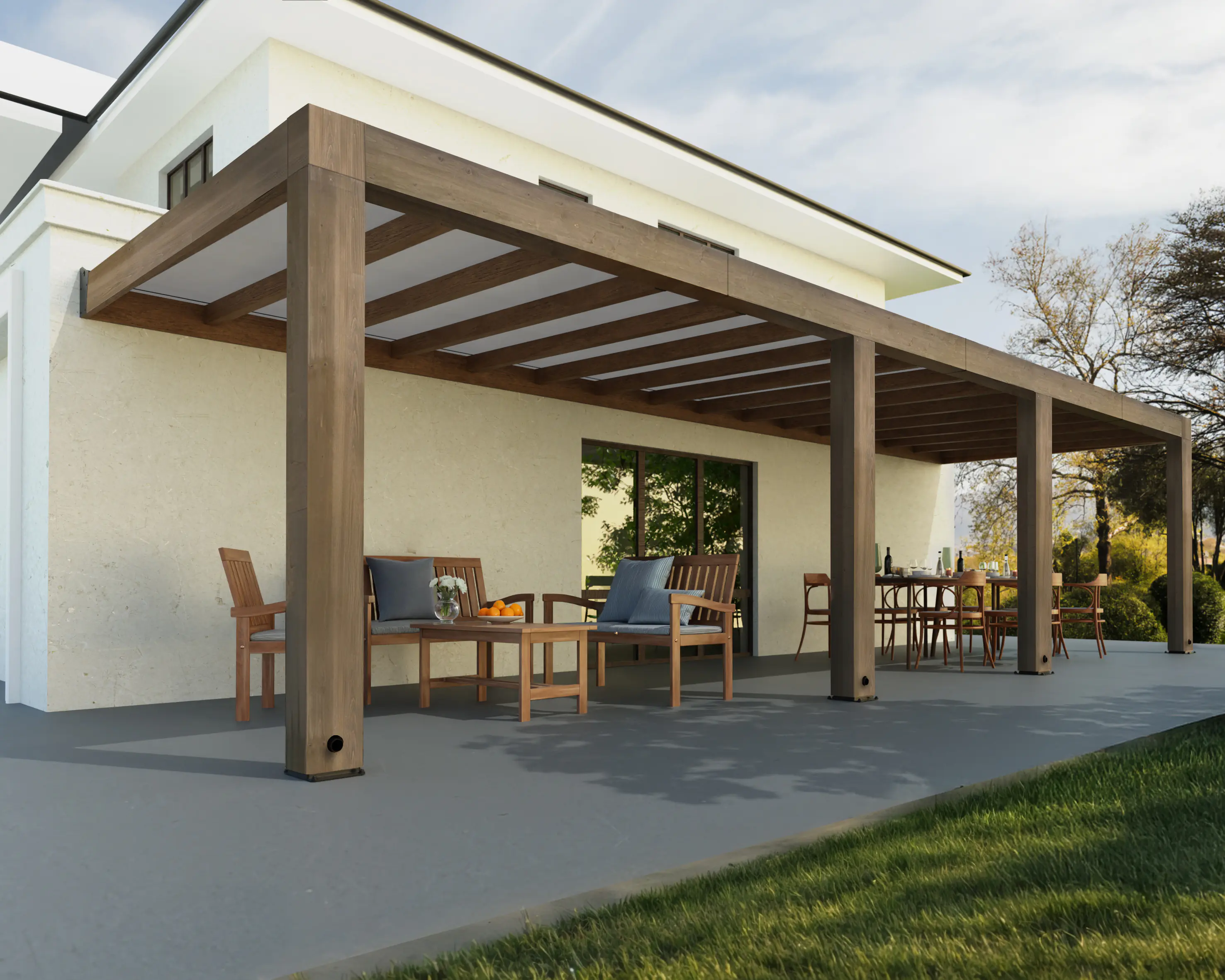 Canopia Terrassenüberdachung Helsinki Holz 990 x 294 cm braun