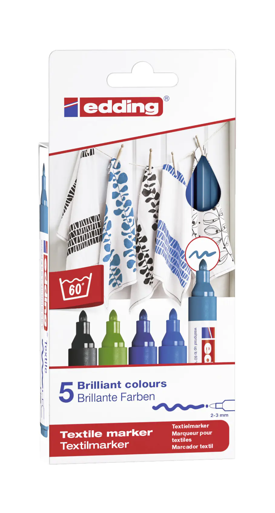 edding 4500 Textilmarker  5er-Set kühl