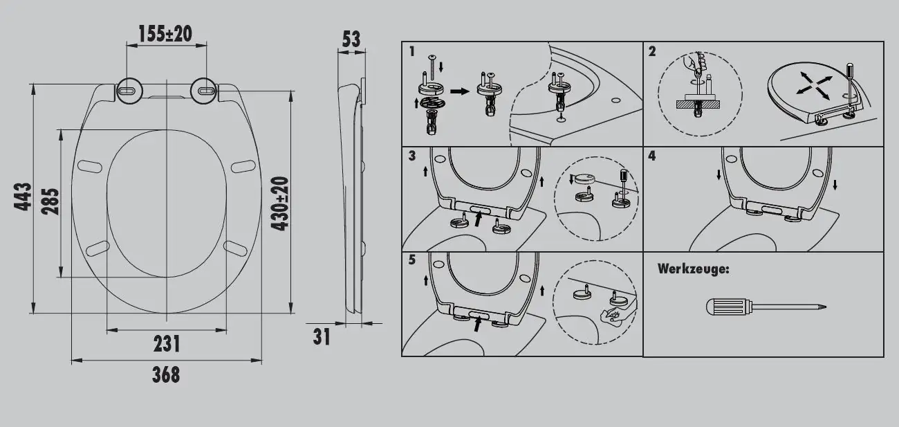 Primaster WC-Sitz mit Absenkautomatik Ontario weiß
