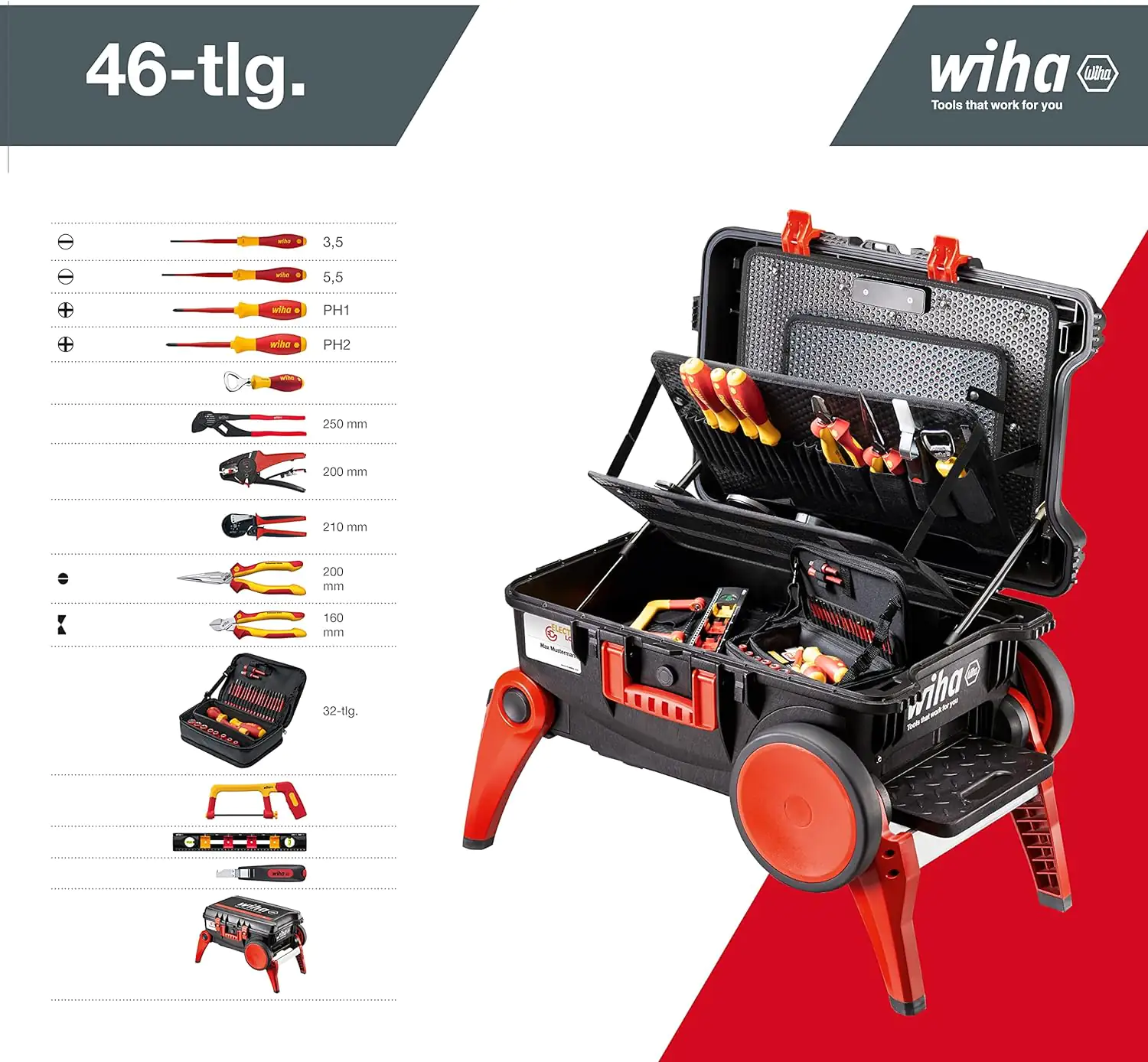 Wiha Werkzeugkoffer Set XXL III electric 46-teilig 45253