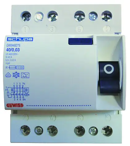 Gewiss FI-Schutzschalter 40A, 4-polig, 0,03 A Gewiss FI-Schutzschalter 40A, 4-polig, 0,03 A