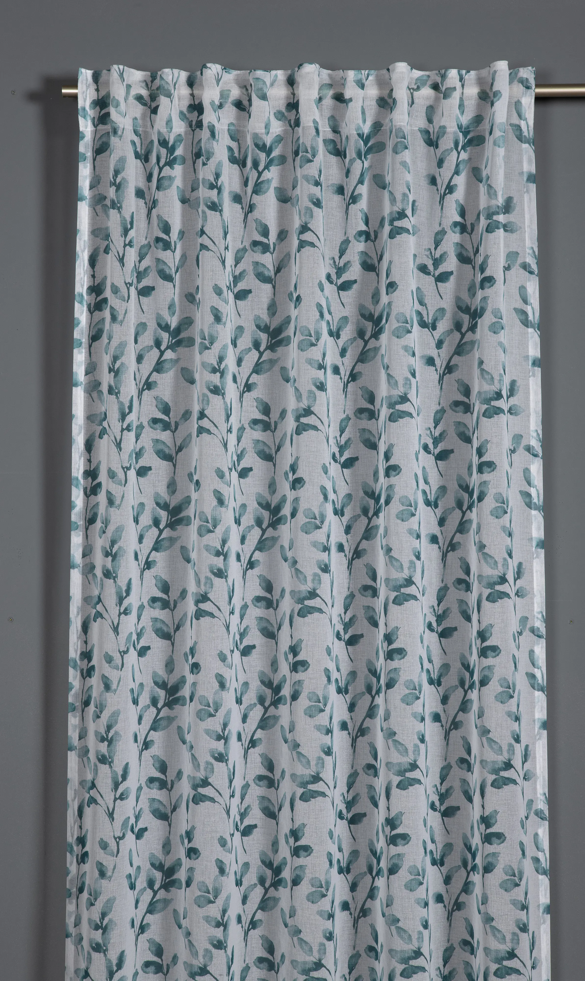 Sehlbach Fertigschal mit Gardinenband Blätterranken grün 135 x 245 cm