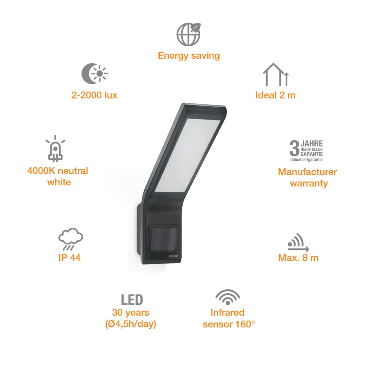 Steinel Strahler XLED Home slim S Anthrazit mit Bewegungsmelder, Sensor Steinel Strahler XLED Home slim S Anthrazit mit Bewegungsmelder, Sensor