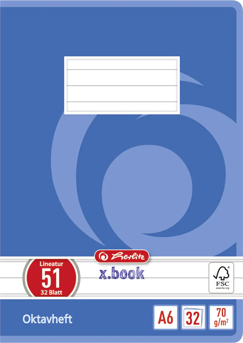 4008110413617 herlitz Schulheft Oktavheft A6 liniert 32 Blatt holzfreies Papier 70 g/m²