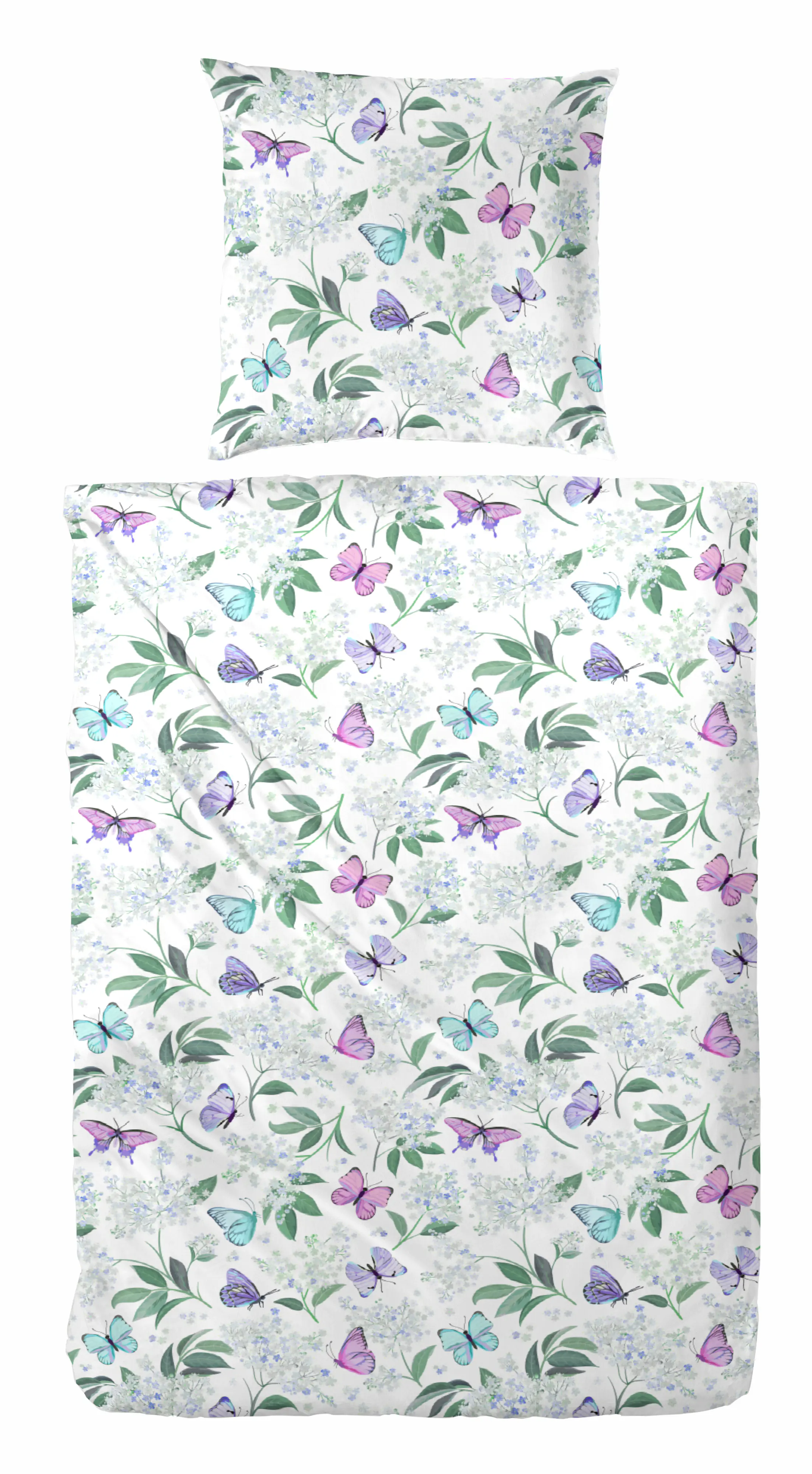 Vario Bettwäsche Baumwolle Renforce Schmetterlinge mehrfarbig 135 x 200 cm