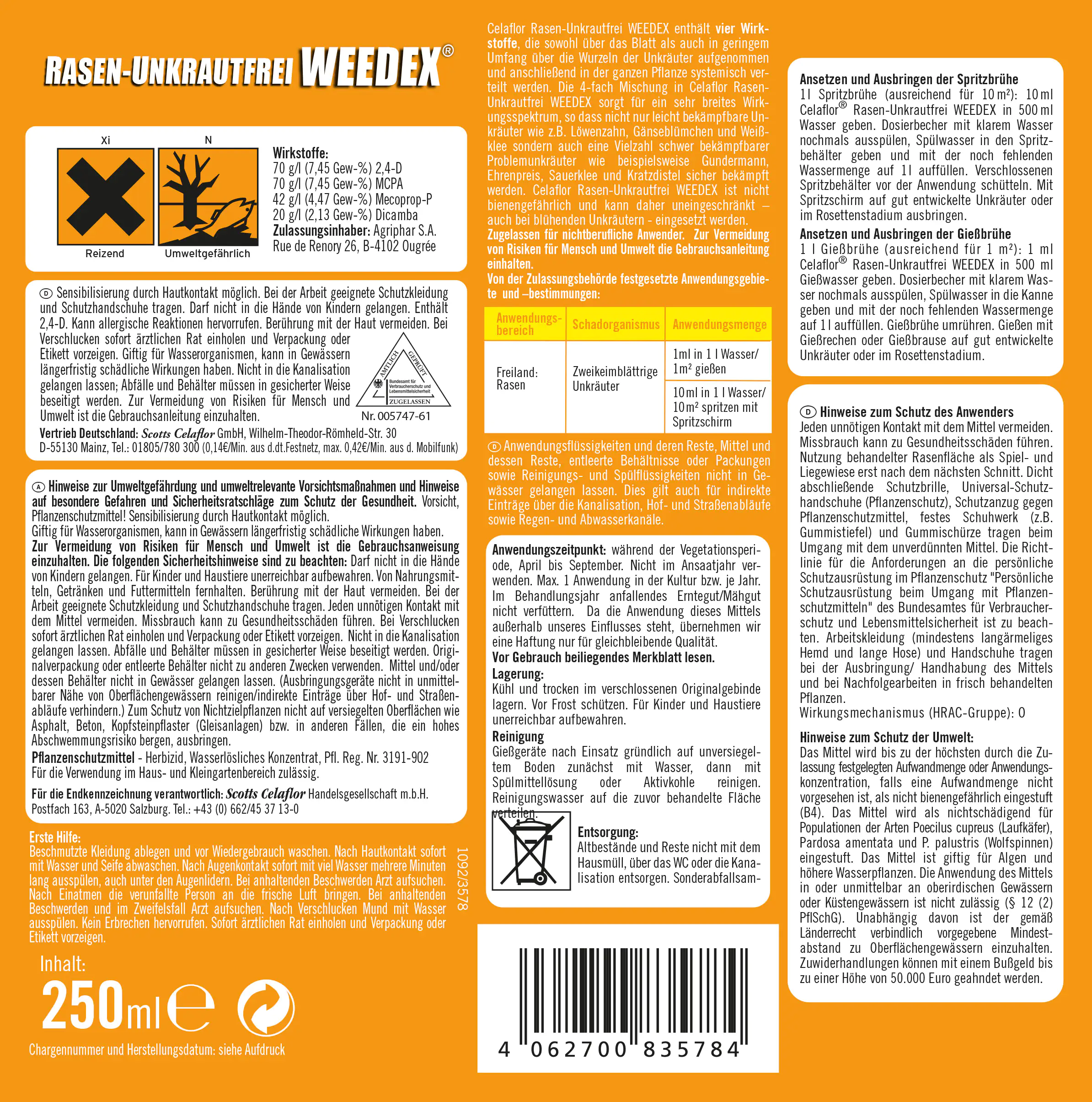 Celaflor Rasen-Unkrautfrei Weedex 250 ml