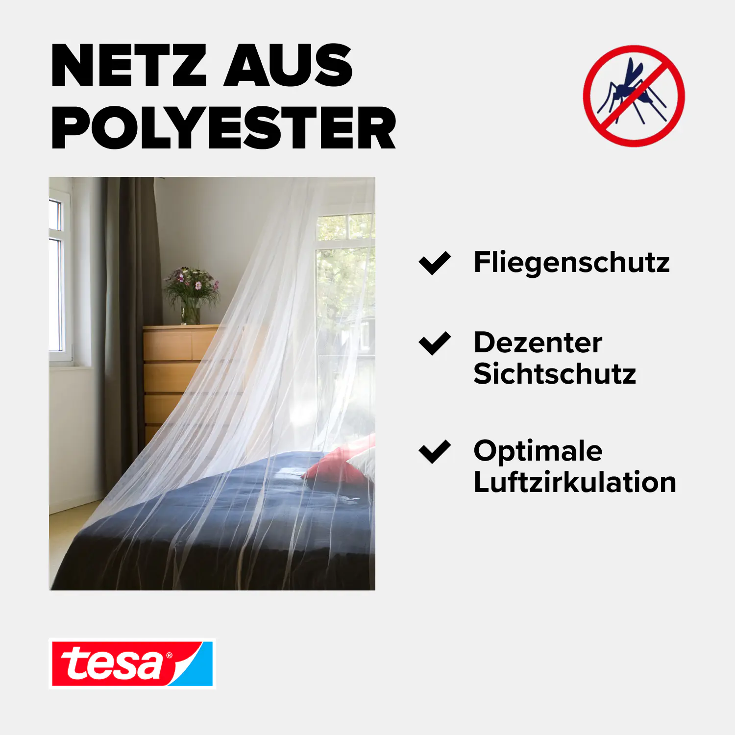 tesa Moskitonetz Comfort 2,5 x 12,5 m weiß