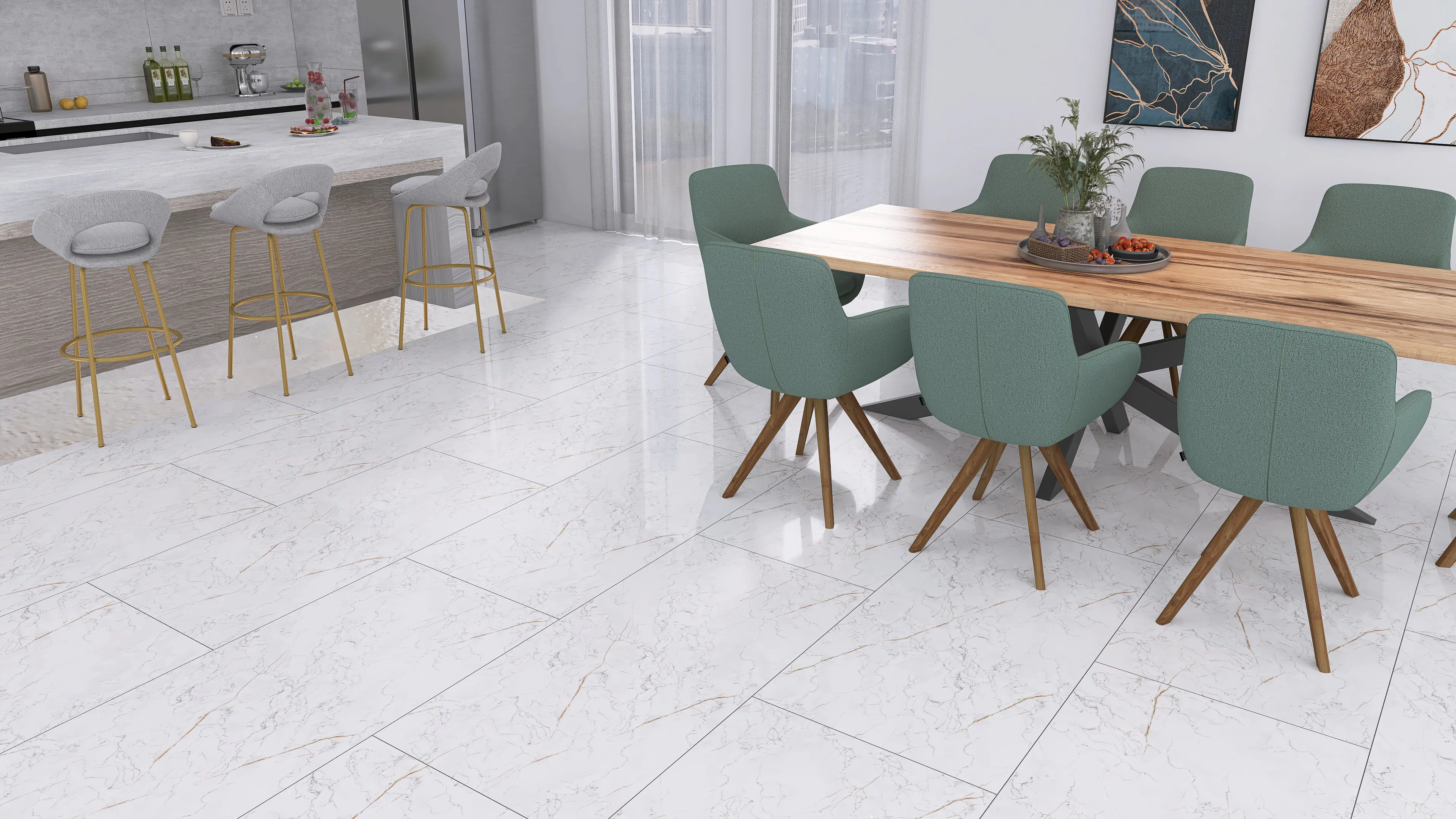 Bodenfliese Feinsteinzeug Dark Wave 60 x 120 cm weiß