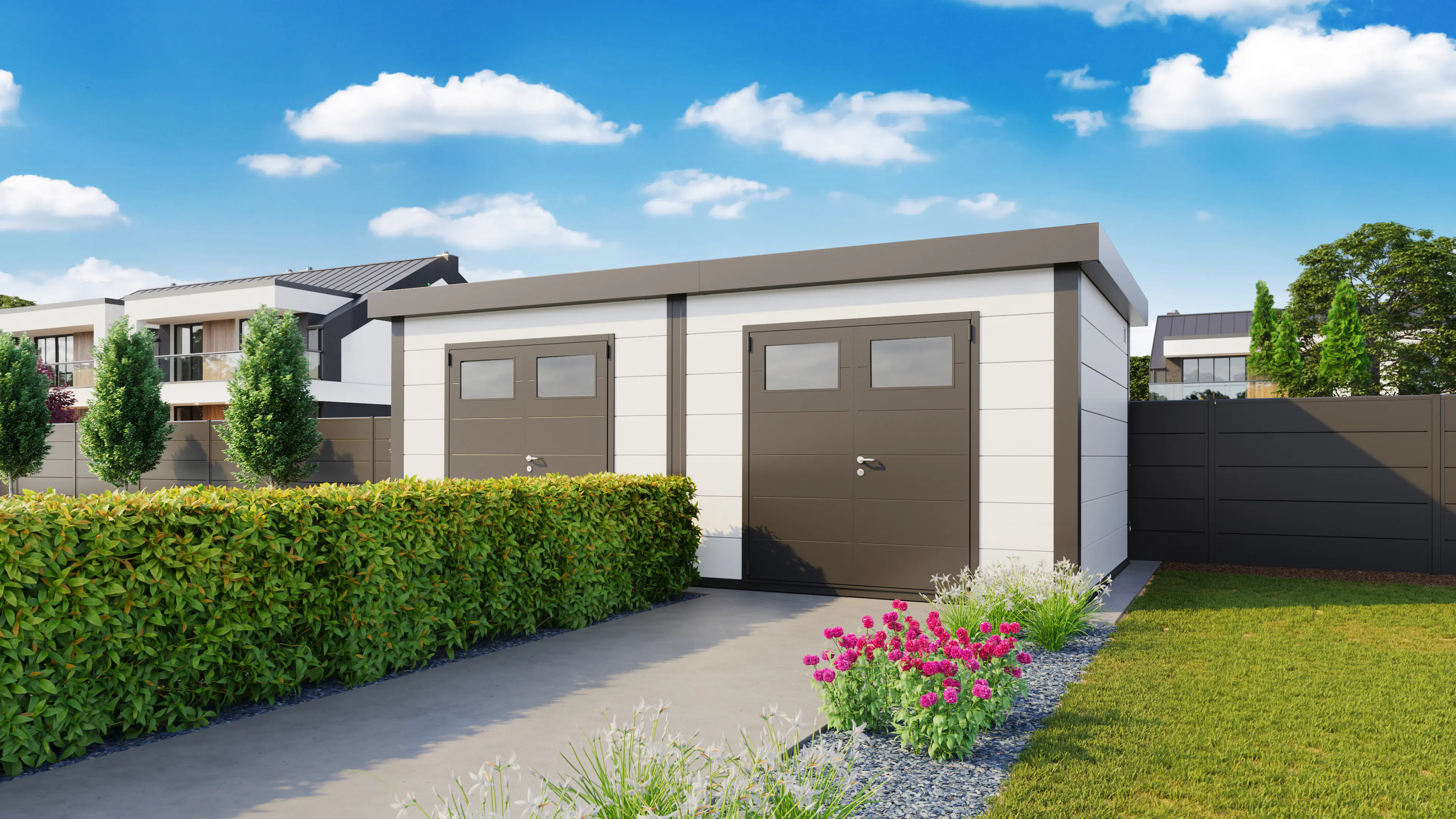 Telluria Gerätehaus DUO 2721 weiß 522 x 208 cm