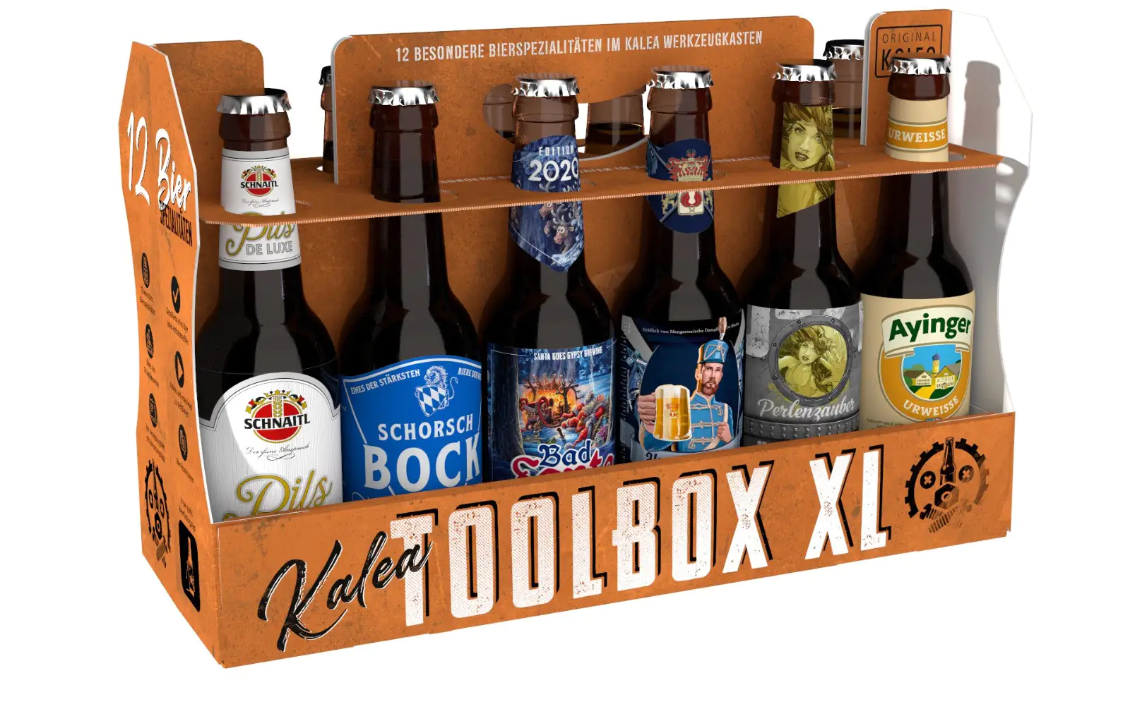 Kalea Bier Toolbox 12x0,33 l Bierspezialitäten von Privatbrauereien Geschenk für alle Bierliebhaber