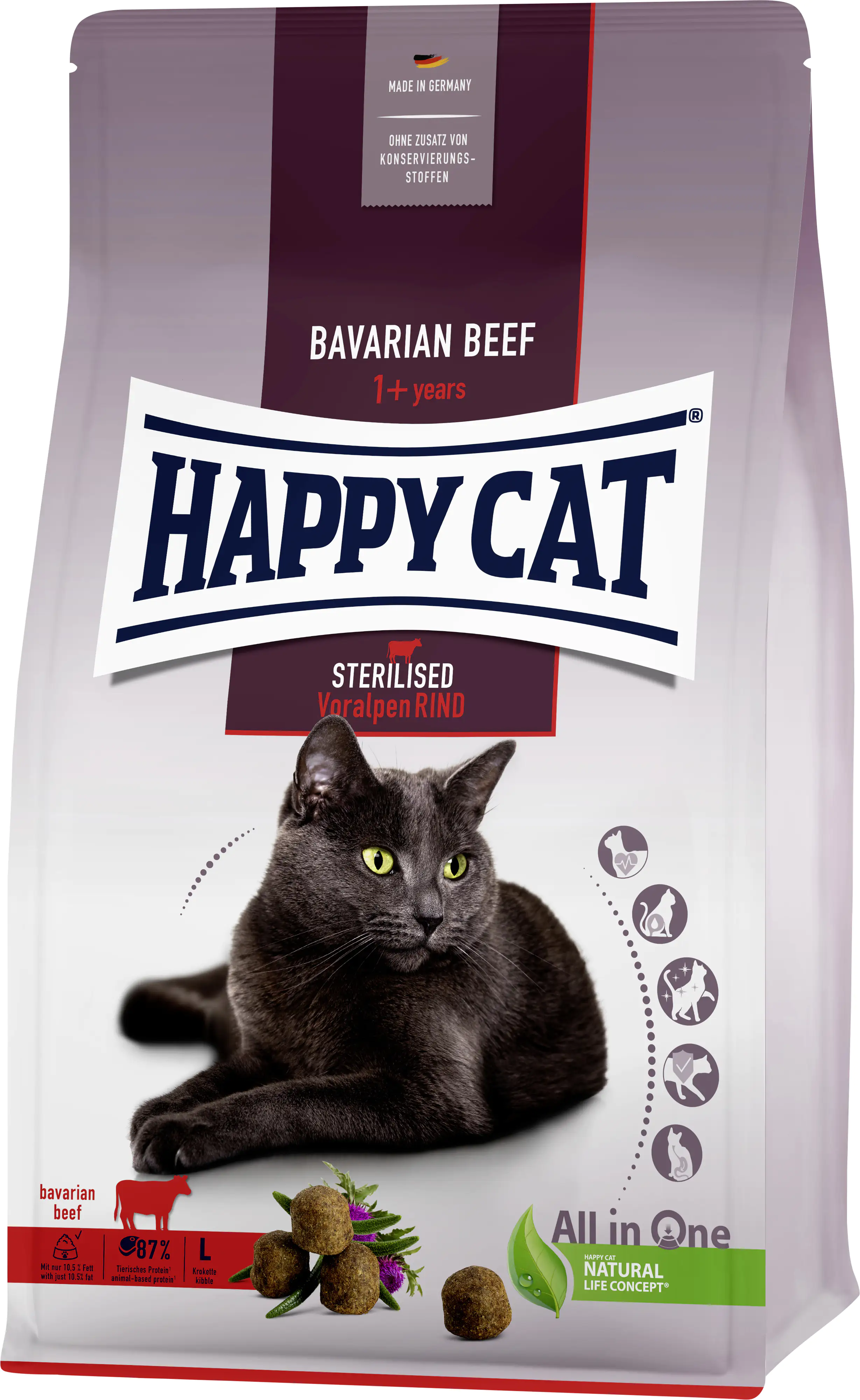 HappyCat Katzenfutter Sterilised Voralpen Rind 1,3 kg