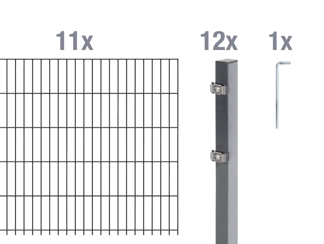 Alberts Doppelstabmatten-Grundset 22 m 200 x 80 cm 6/5/6 anthrazit Alberts Doppelstabmatten-Grundset 22 m 200 x 80 cm 6/5/6 anthrazit