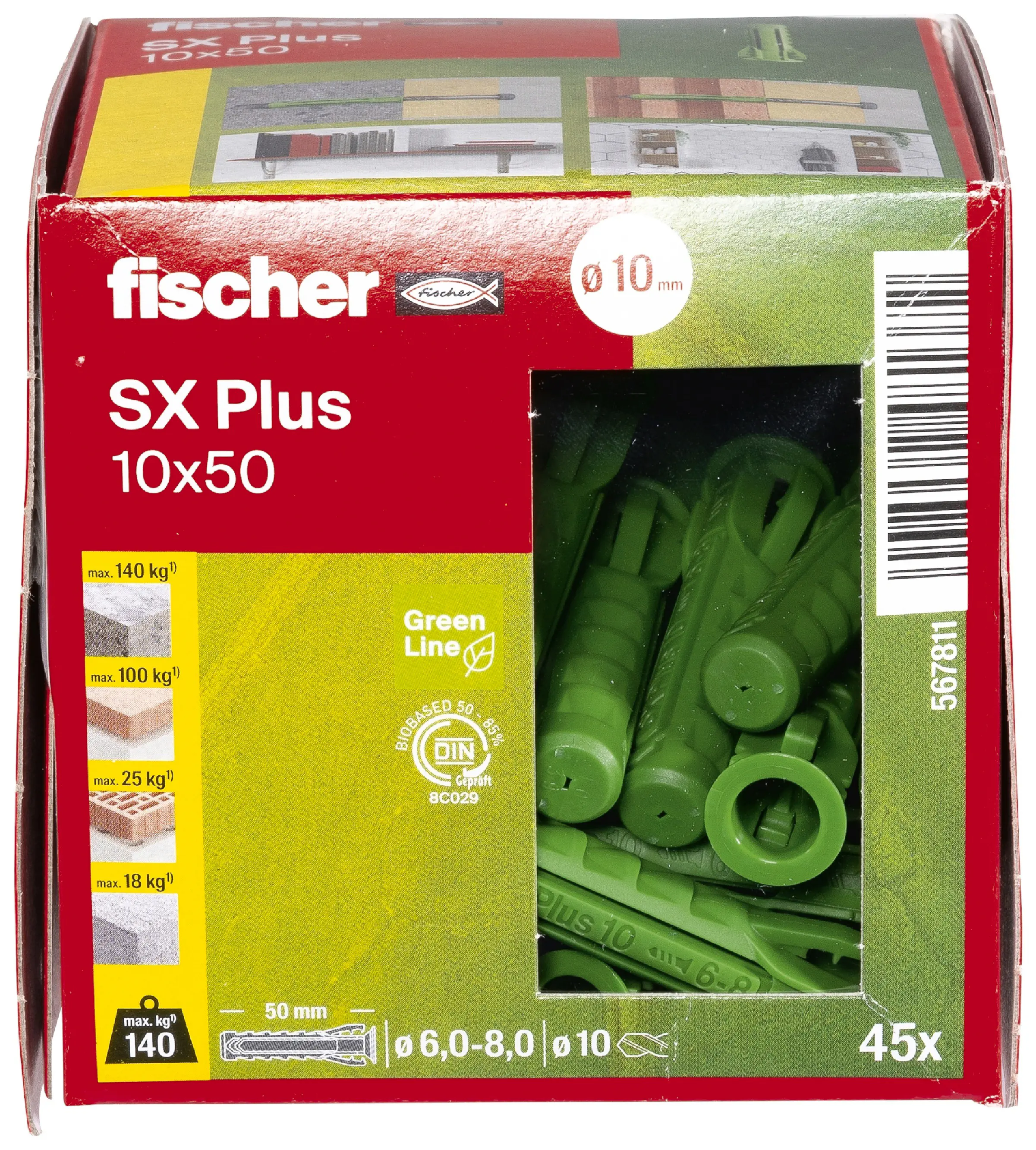Fischer Spreizdübel SX Plus Green 10.0 x 50 mm - 45 Stück Fischer Spreizdübel SX Plus Green 10.0 x 50 mm - 45 Stück
