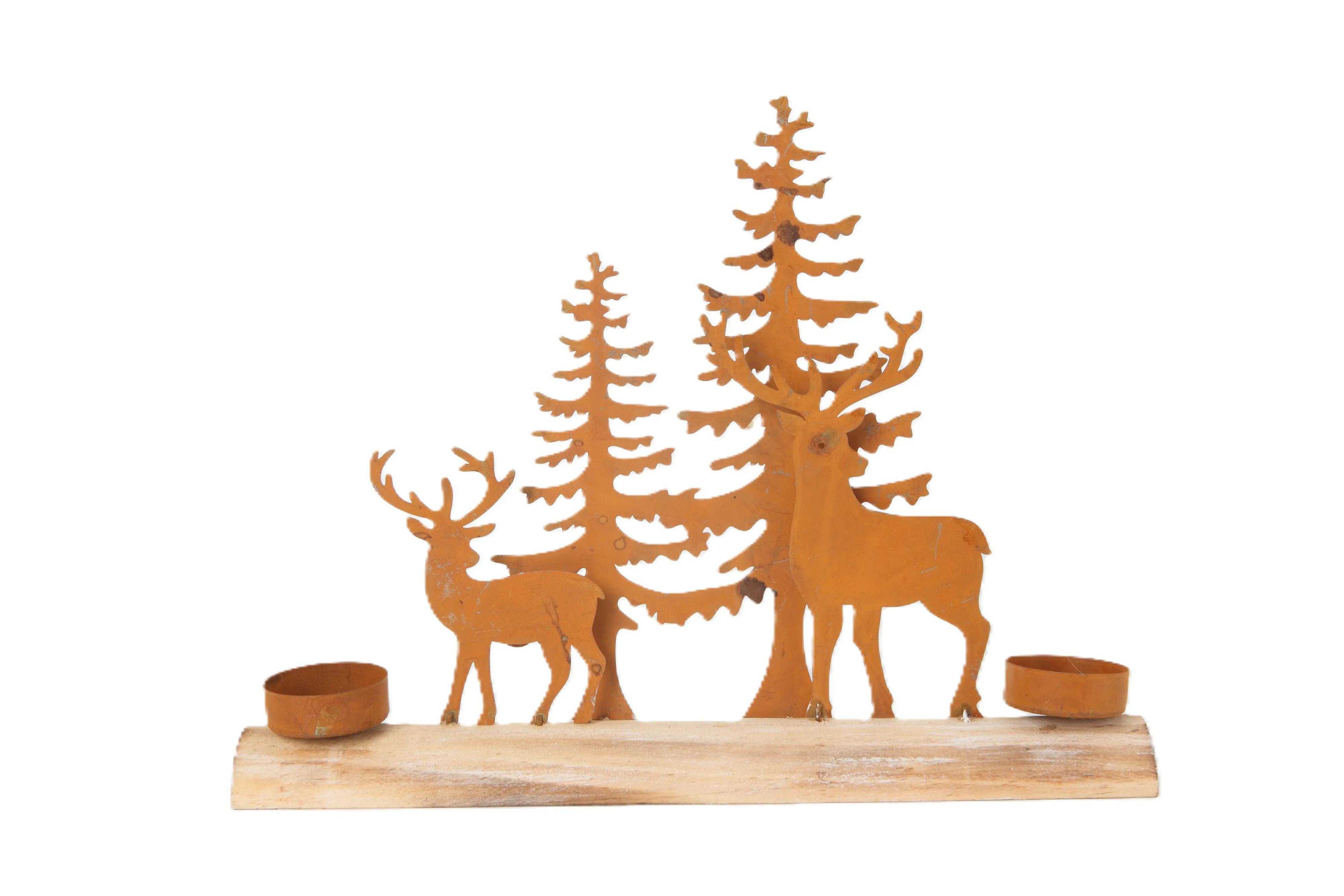 TrendLine Deko Aufsteller Metall/Holz 30 x 4,3 x 22,5 cm braun