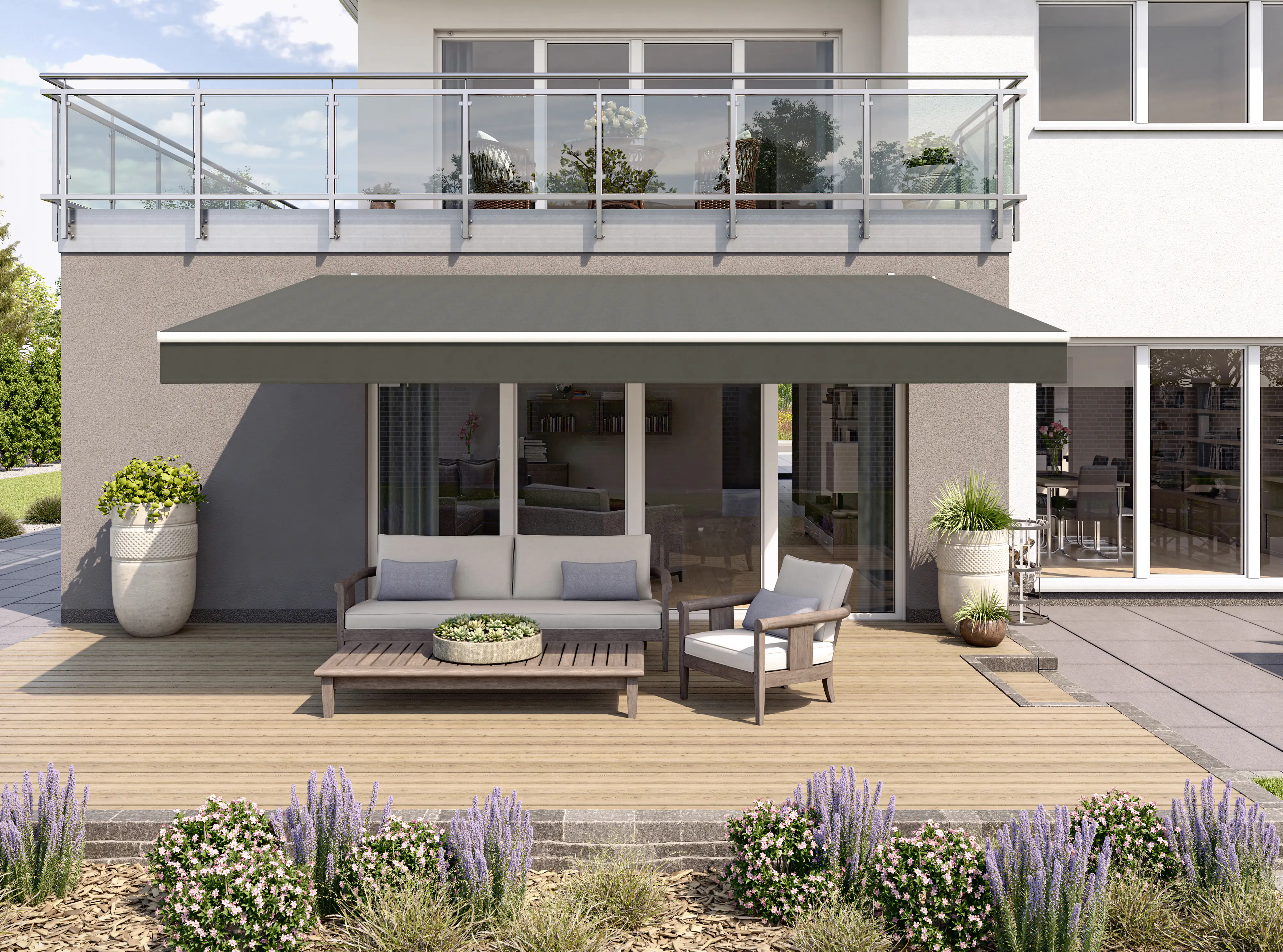 Gelenkarmmarkise Classic dunkelgrau struktur inkl. Handkurbel