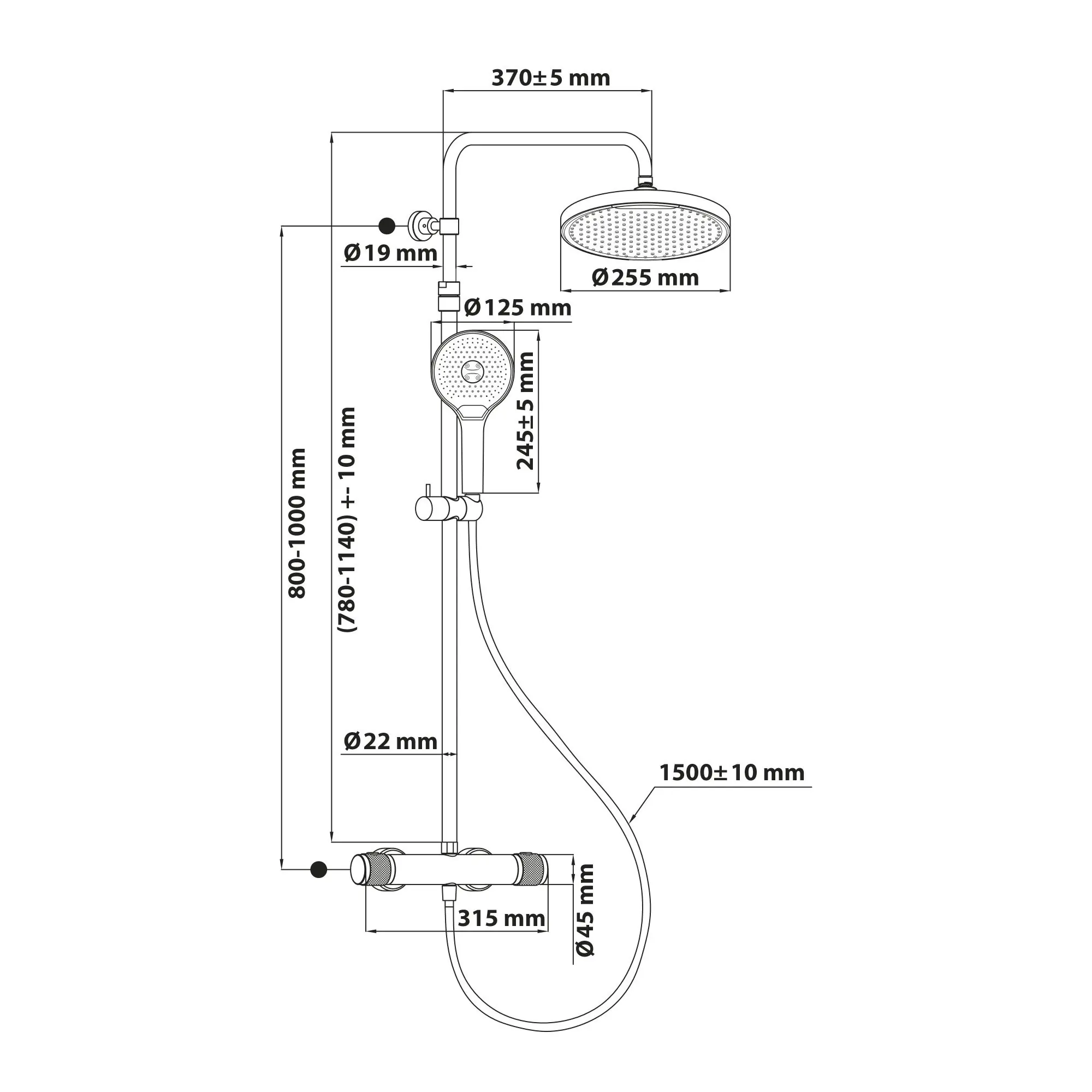 Schöner Wohnen Duschsystem mit Thermostat Glaia Wassersparend industrial