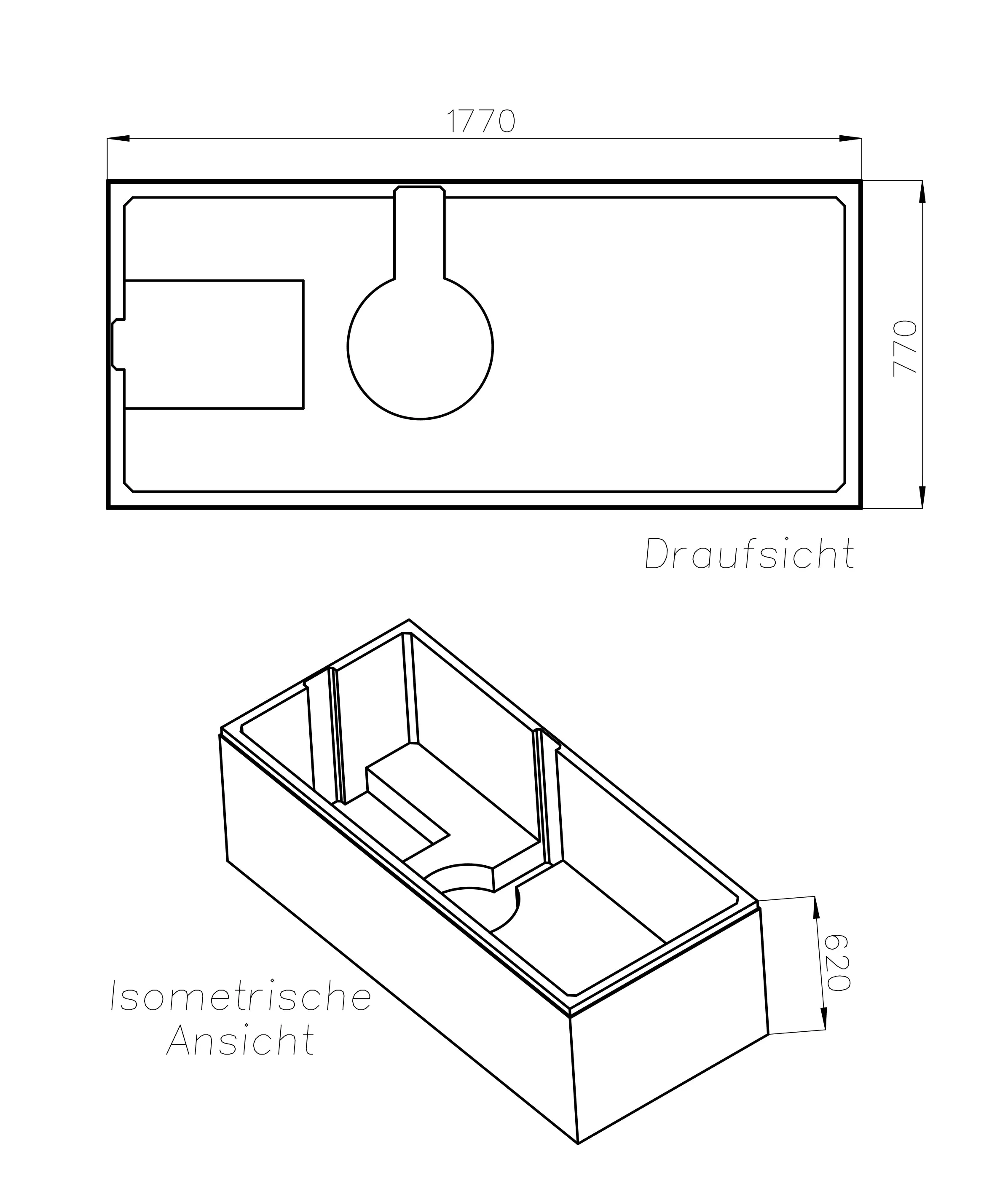 Ottofond Wannenträger Porta 1770 x 770 mm