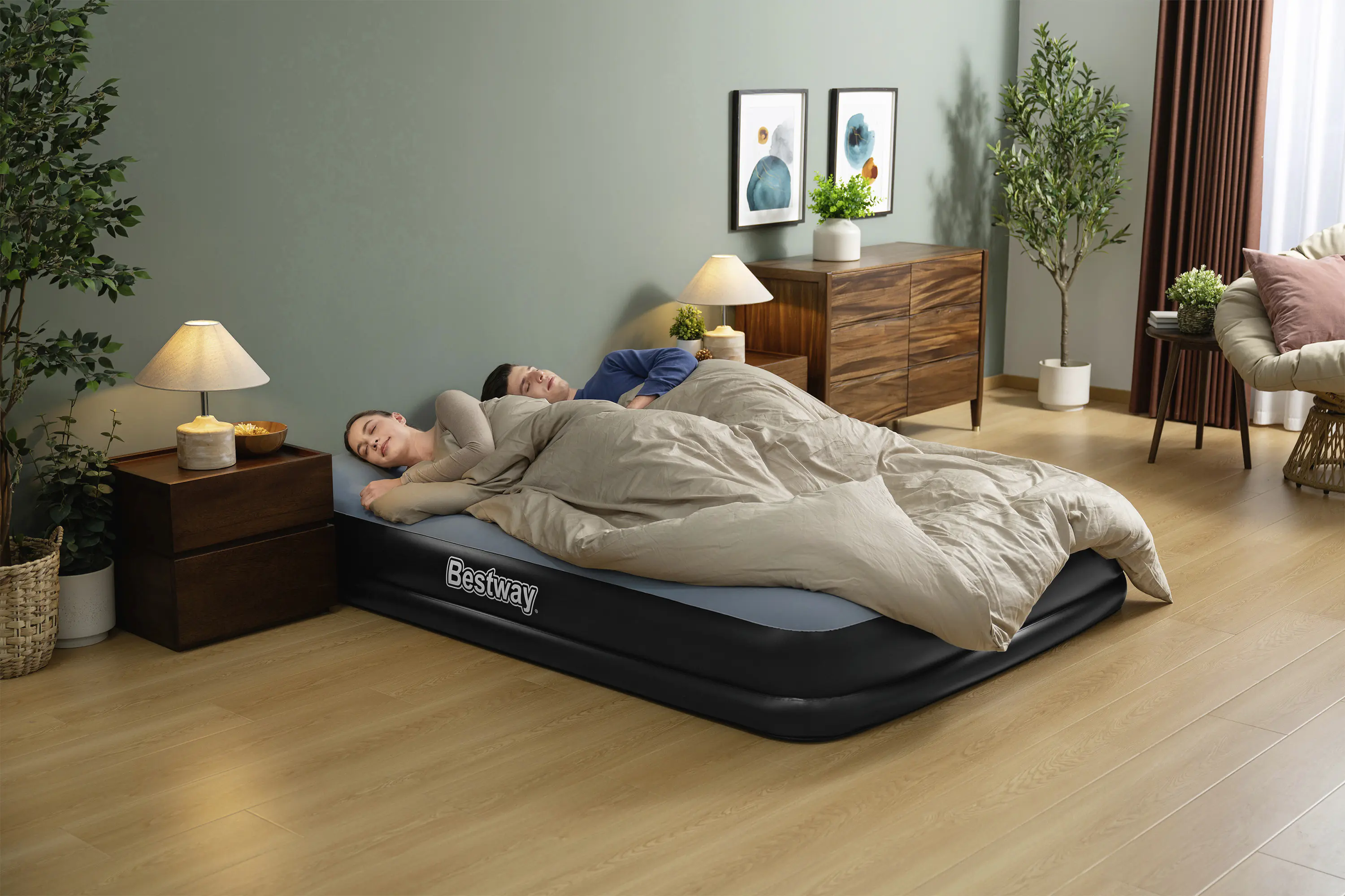 Bestway Luftbett SleepSupport für 2 Personen 203 x 152 cm mit integrierter Elektropumpe 
