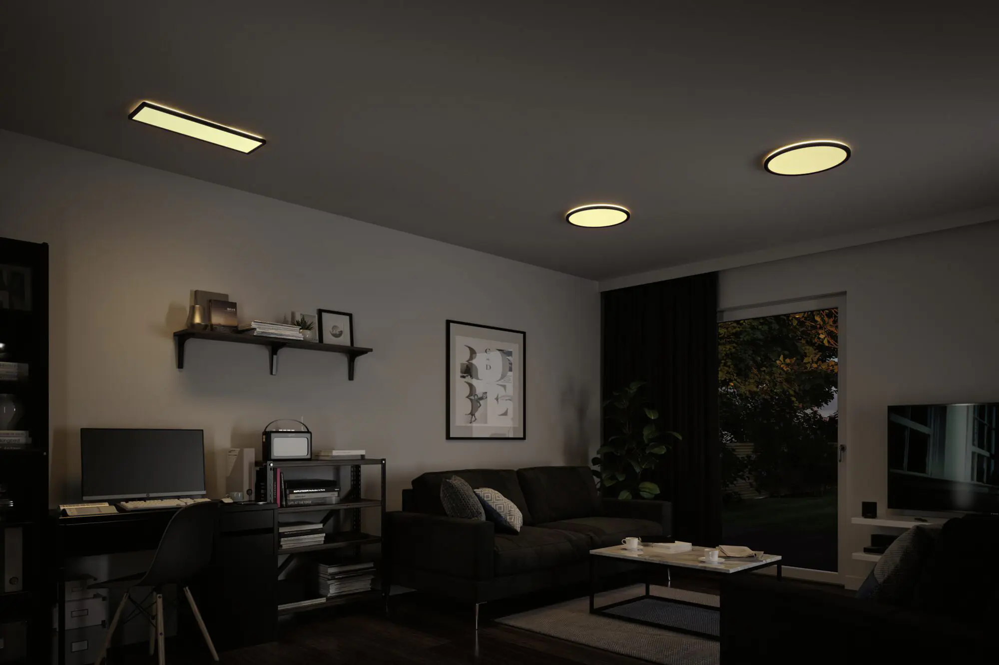 Paulmann LED Panel Atria Shine schwarz Ø 42 cm warmweiß dimmbar