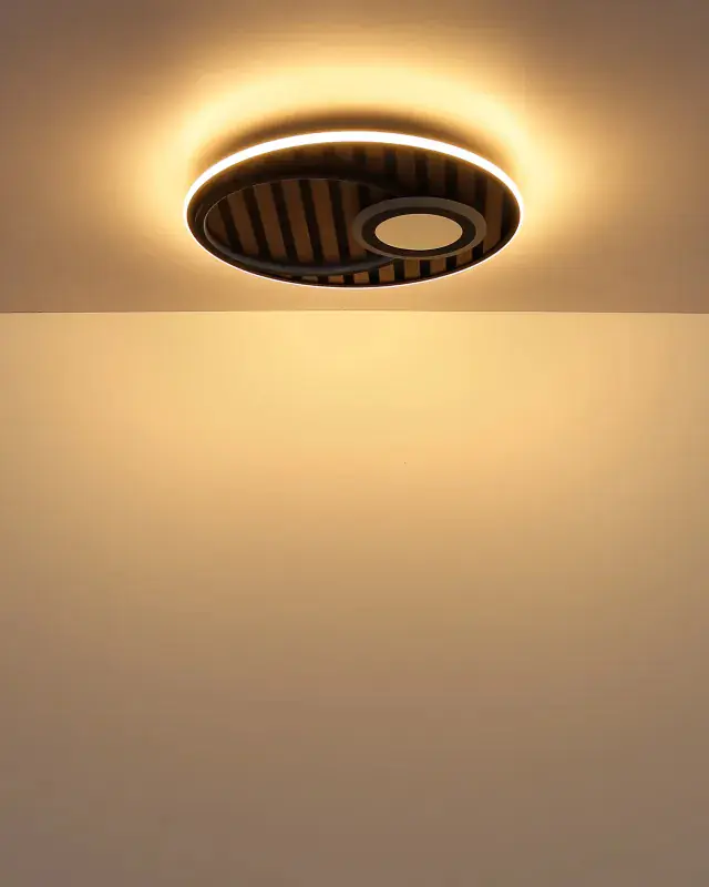 Globo Deckenleuchte Woody 50 x 8 cm Ø x H schwarz warmweiß