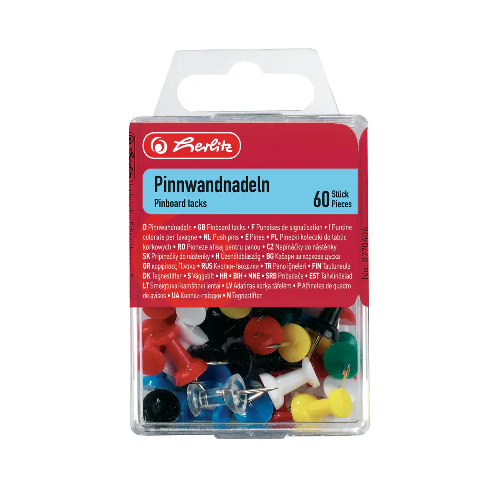 herlitz Pinnwandnadeln farbig 60 Stück 23 mm