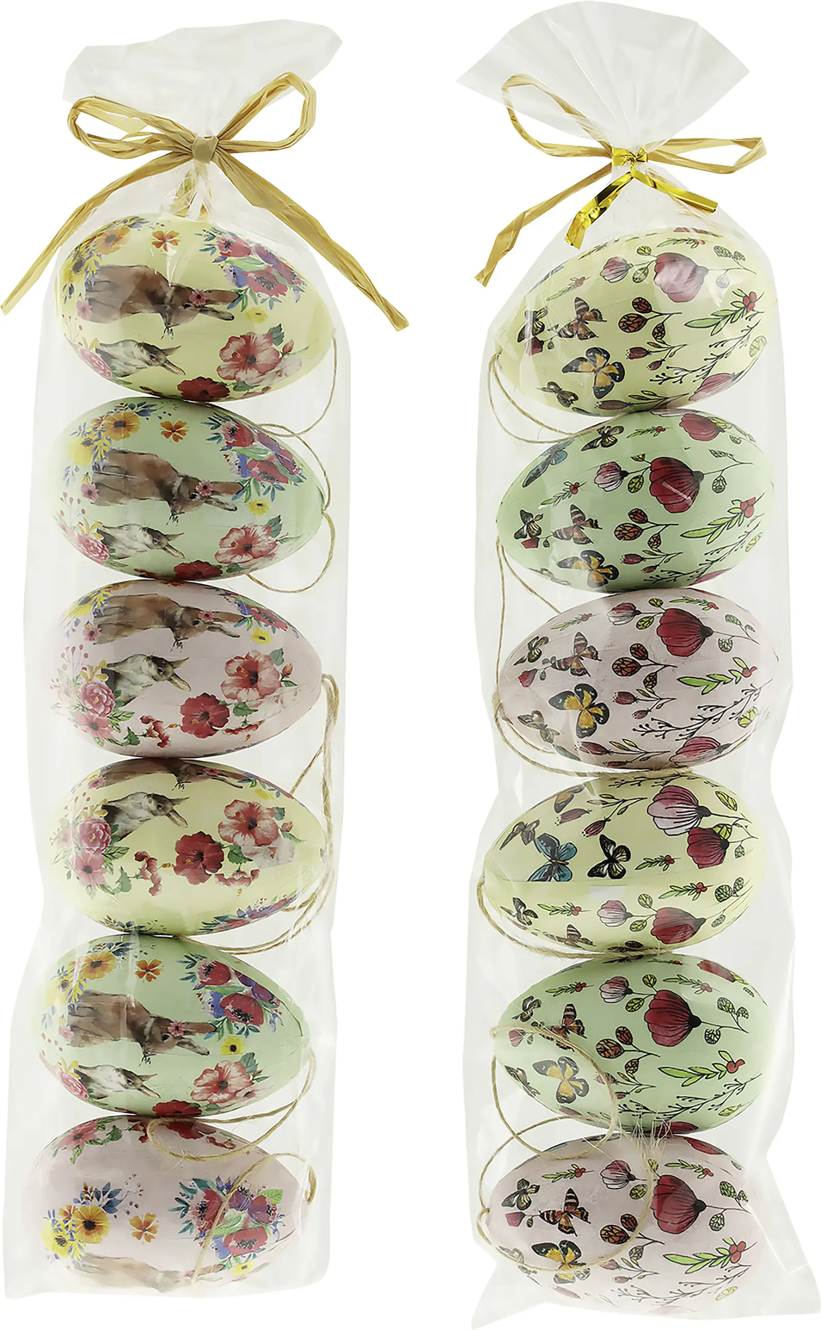 Ostereier Styropor 7 x 3 cm bunt mit Hasenmotiv 6 Stück