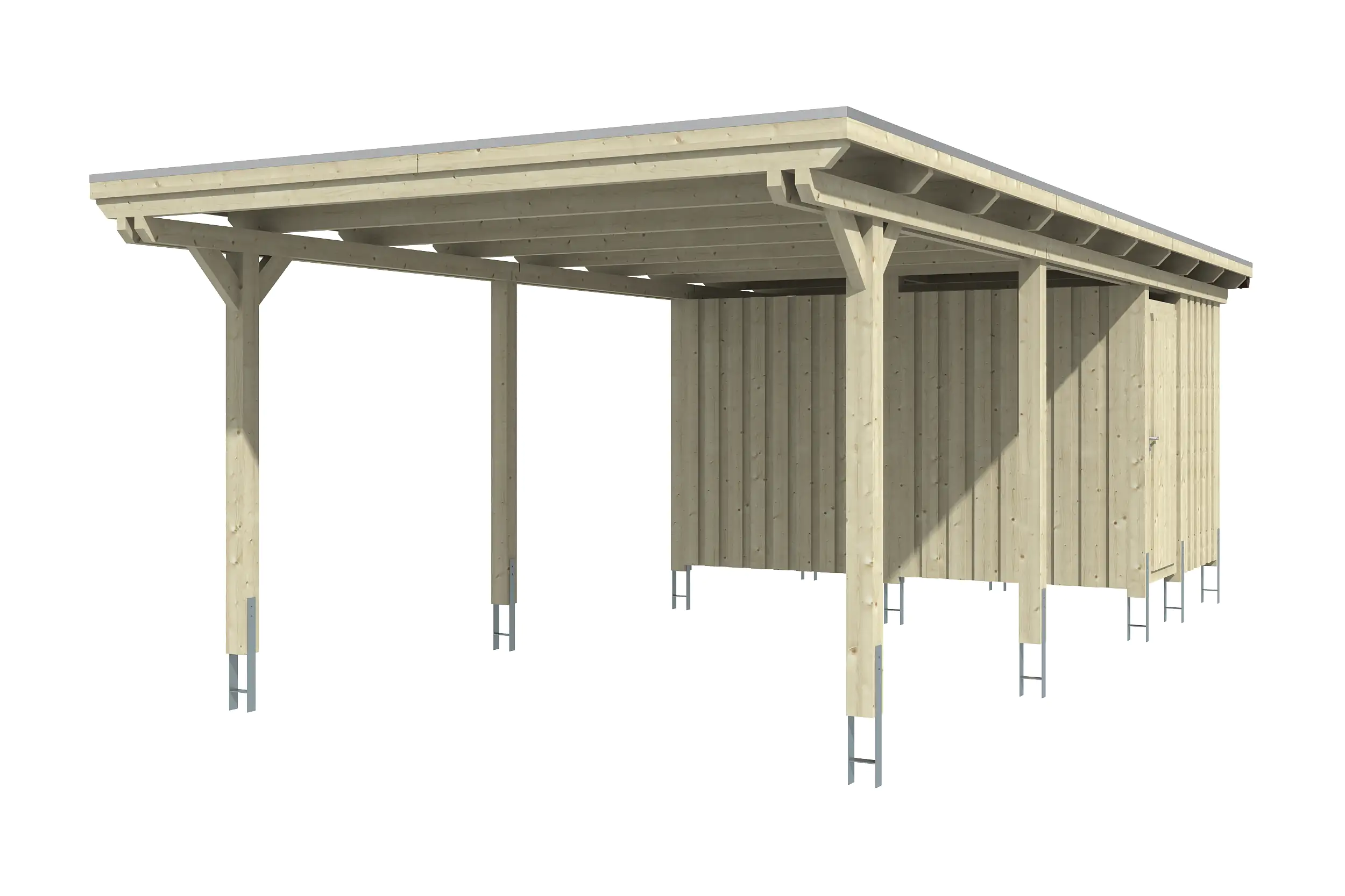 SKAN HOLZ Carport Emsland 404 x 846 cm mit Aluminiumdach, mit Abstellraum