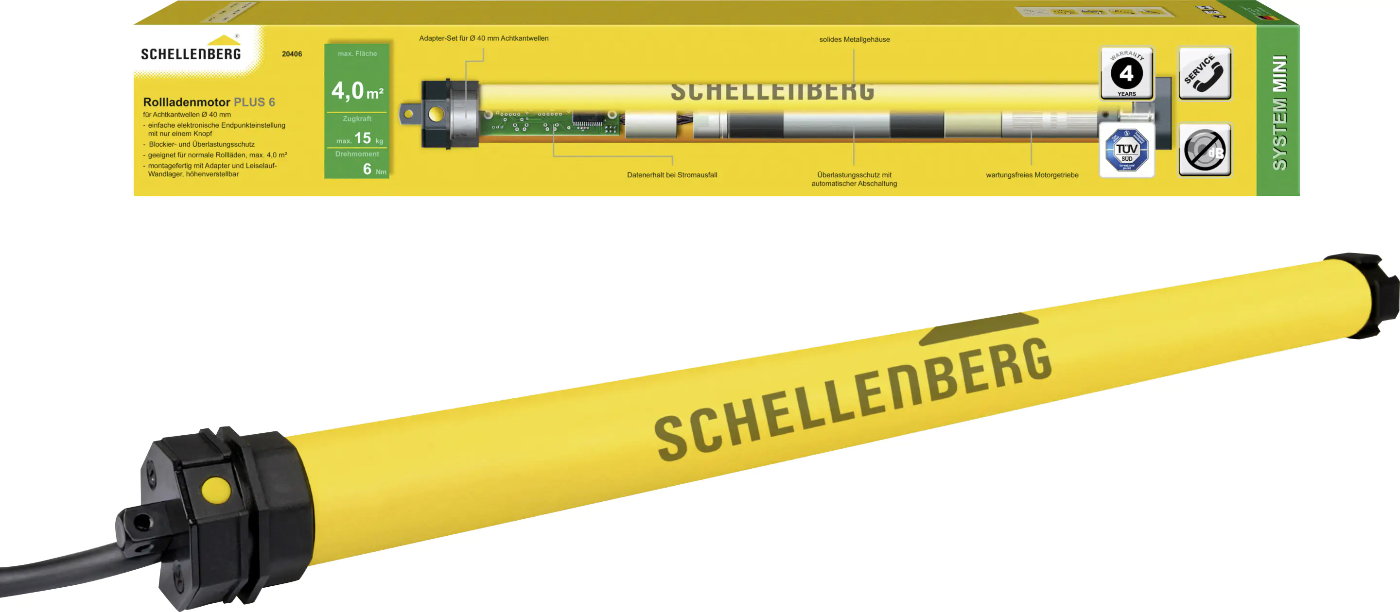 Schellenberg Rollladenmotor Mini PLUS 6 Nm für 40 mm Achtkantwellen