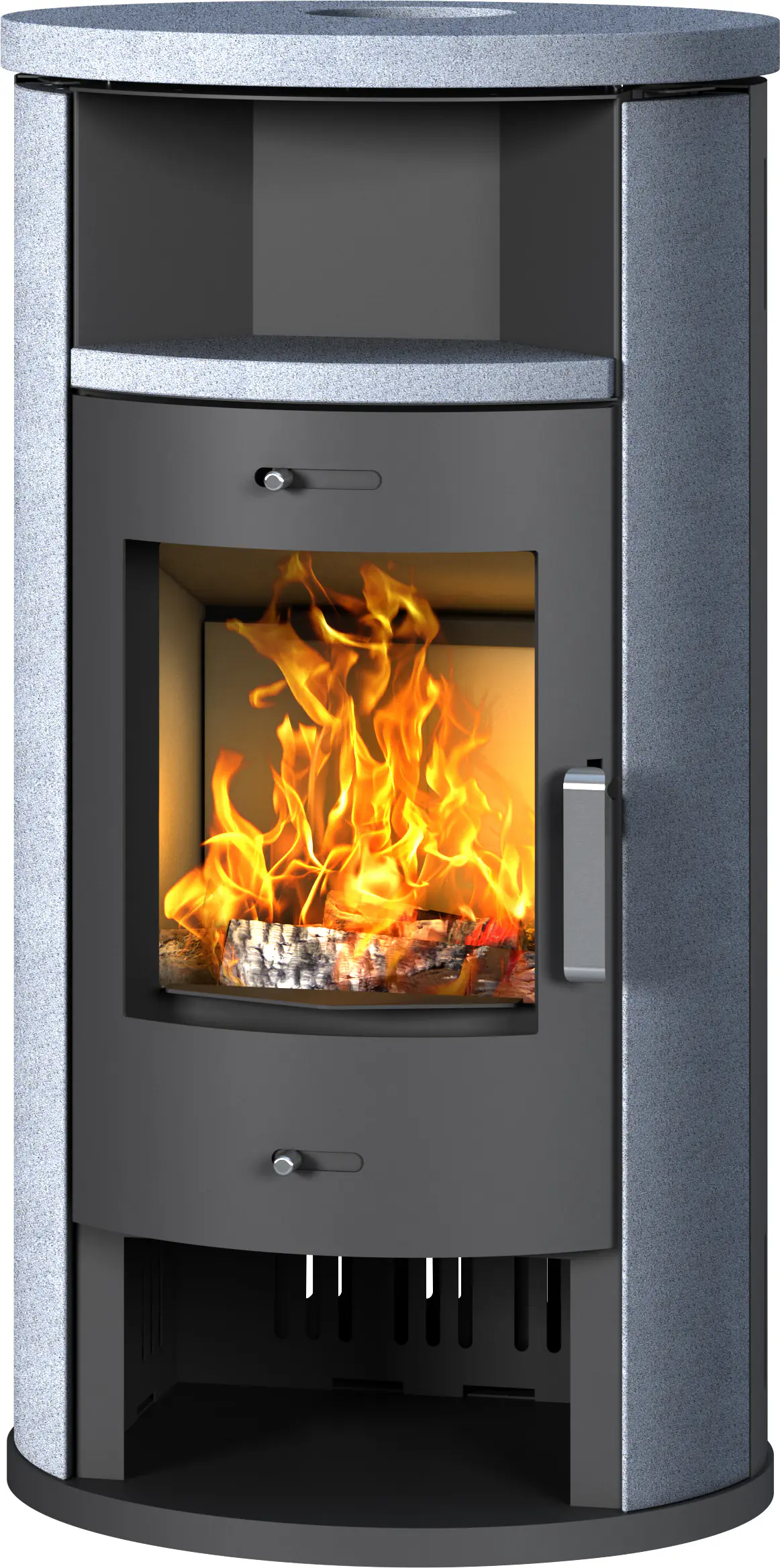 Accente Kaminofen Verona II Stahl, grau, Naturstein 7,5 kW 