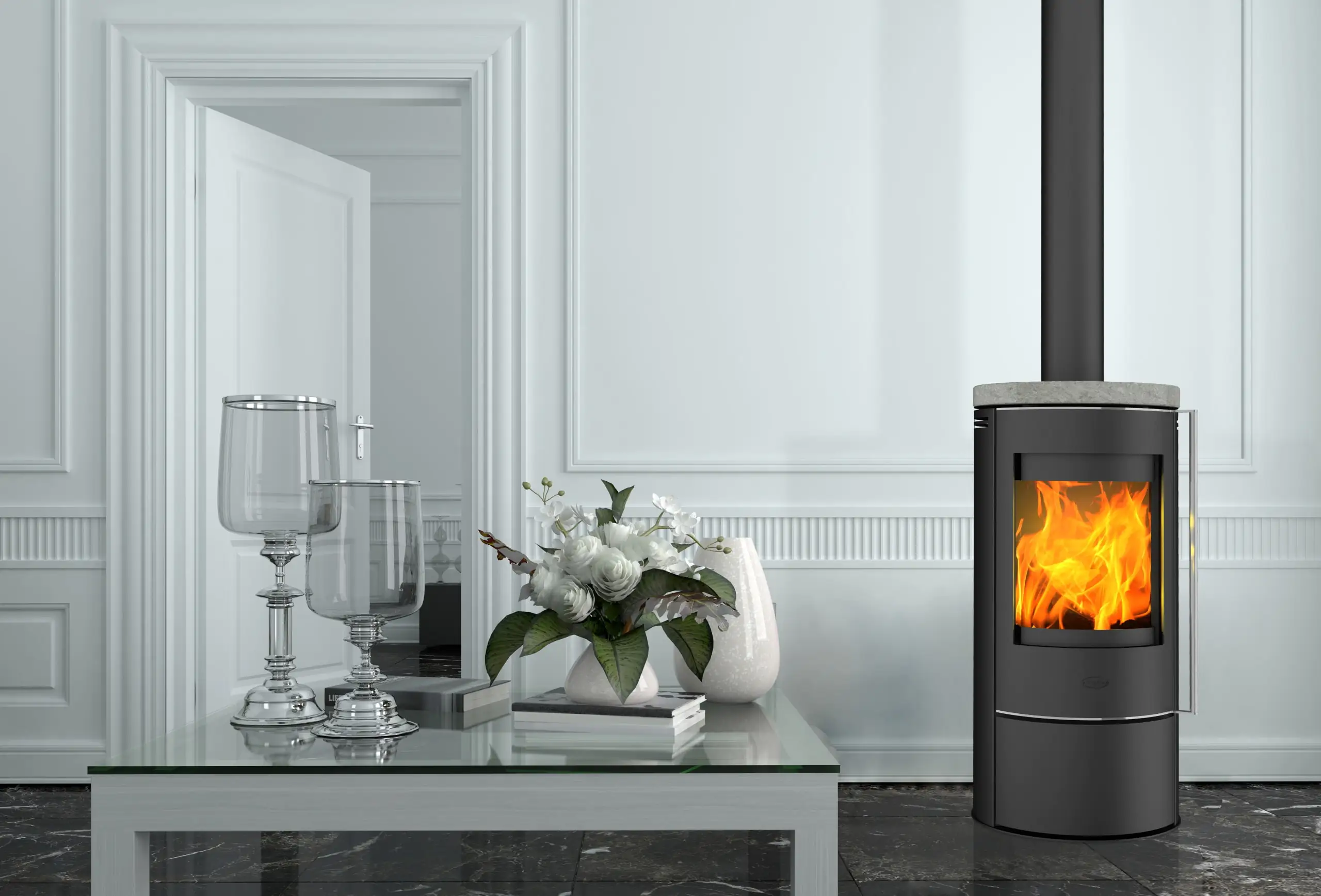 Fireplace Kaminofen Rondale Speckstein Speckstein, schwarz, 5 kW Fireplace Kaminofen Rondale Speckstein Speckstein, schwarz, 5 kW