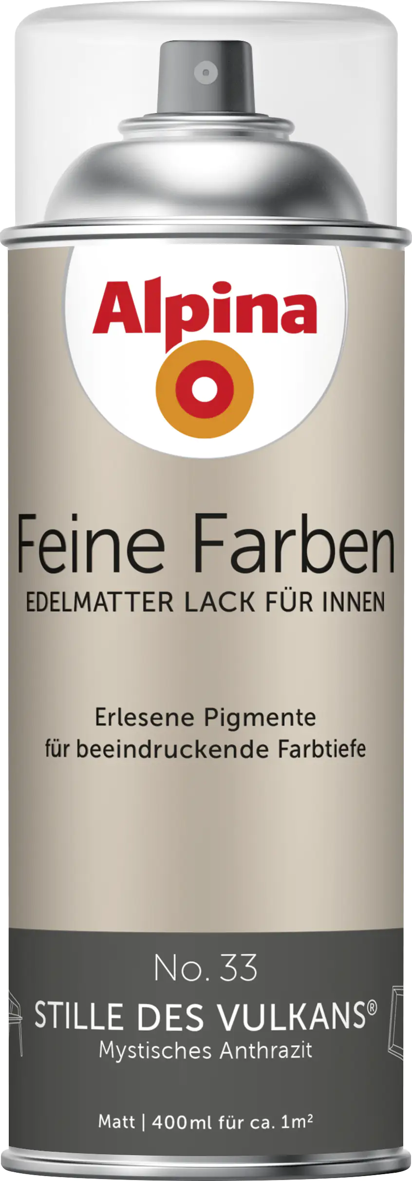 4001244764525 Alpina Feine Farben Sprühlack No. 33 Stille des Vulkans  anthrazit edelmatt 400 ml