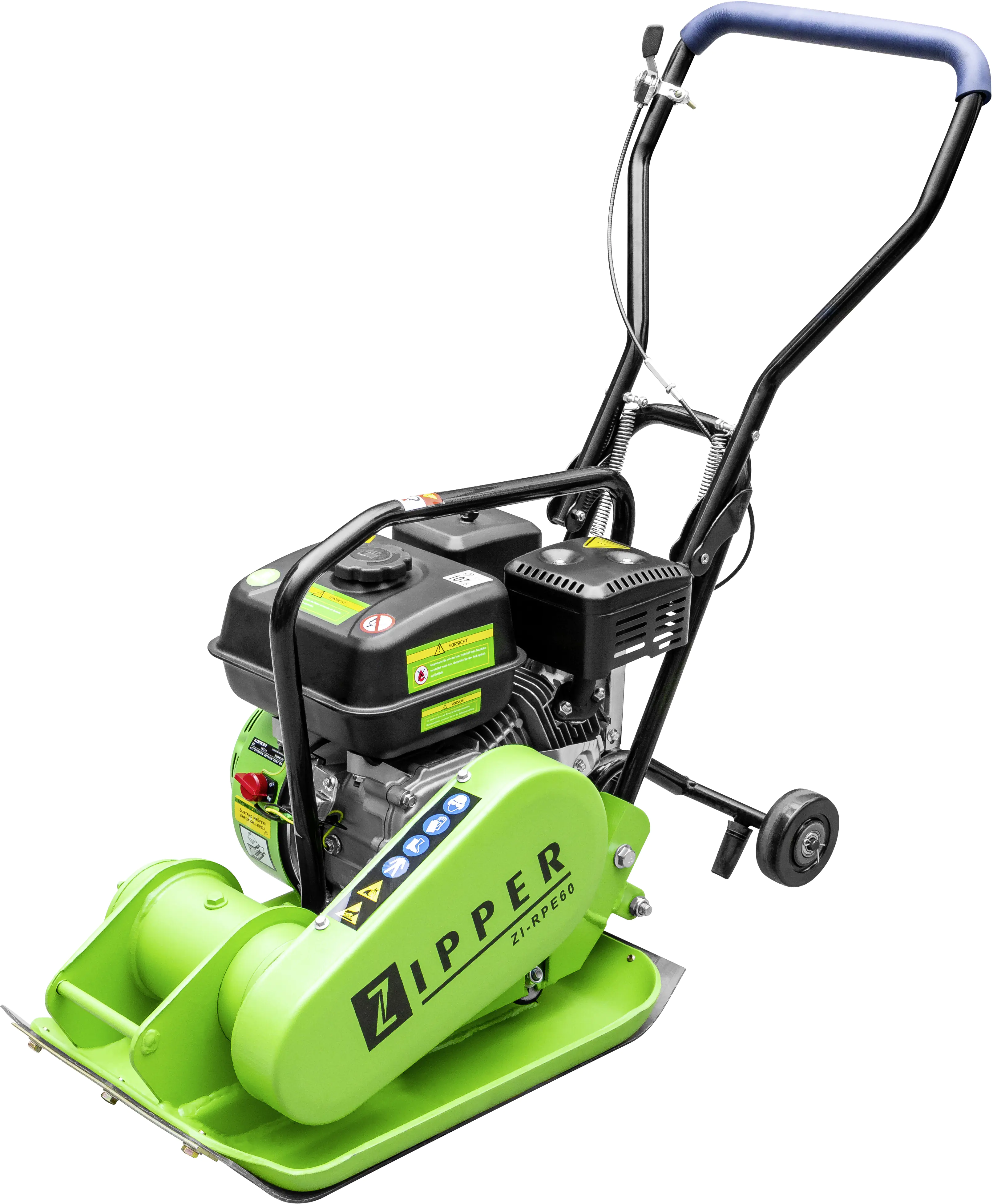 Zipper Rüttelplatte ZI-RPE60 inkl. Gummiplatte und Fahrwerk 4 kW