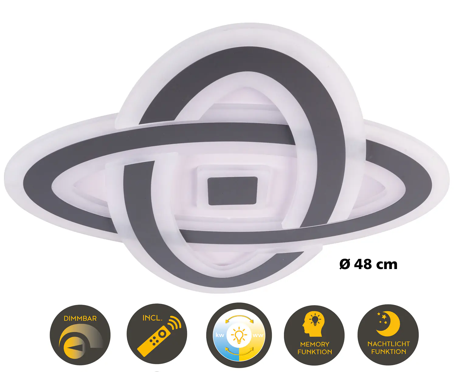 Light & More LED Deckenlampe Venus 60W schwarz warmweiß-kaltweiß