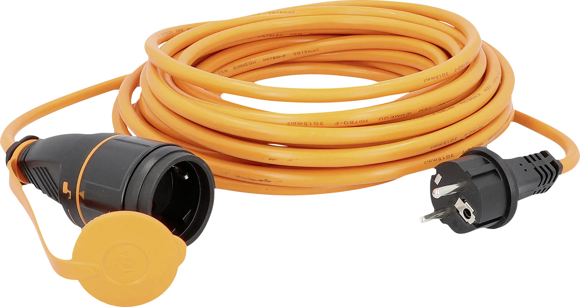 Unitec Verlängerungskabel 5 m H07BQ-F3G1,5, max. 3600W, orange, IP44 Unitec Verlängerungskabel 5 m H07BQ-F3G1,5, max. 3600W, orange, IP44