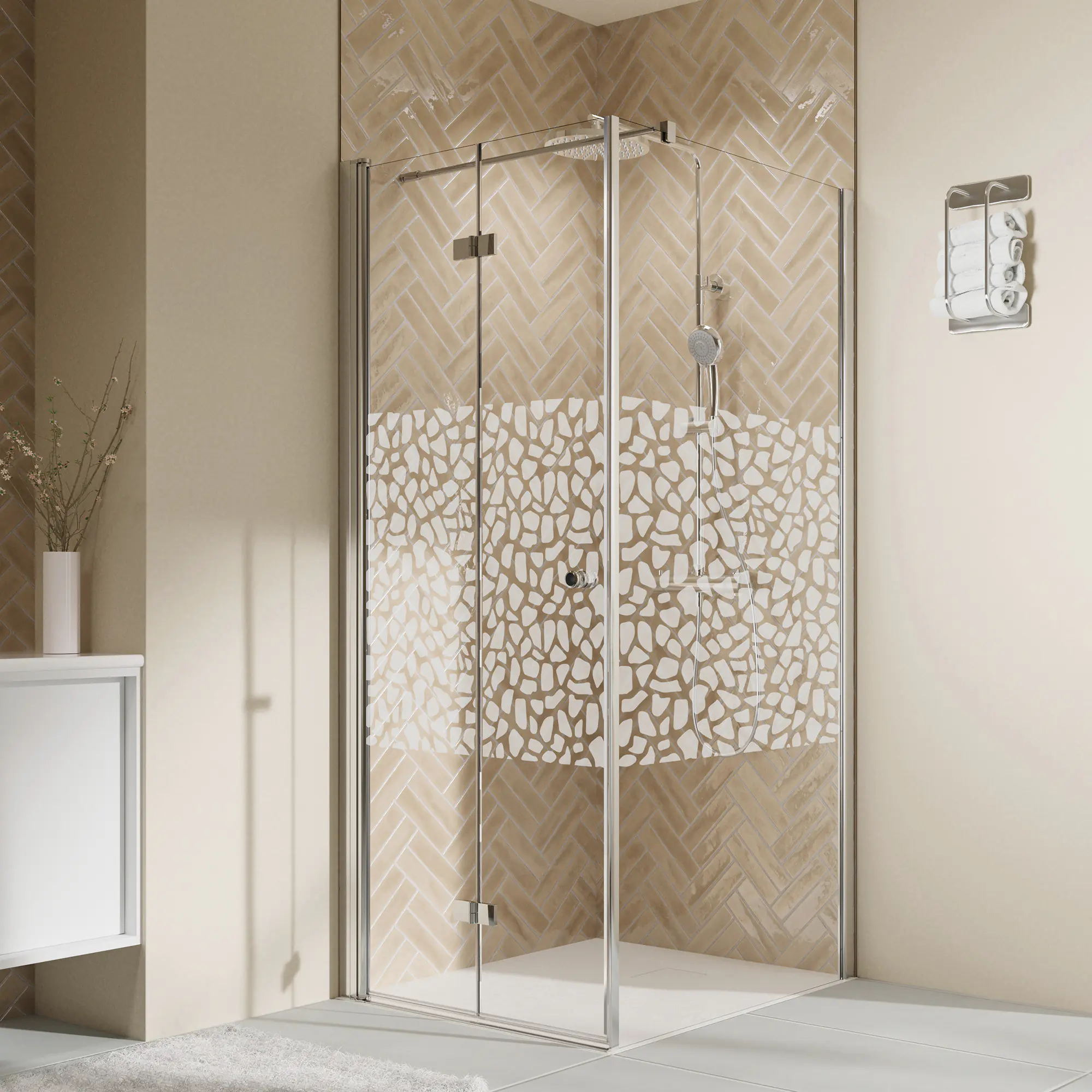 Breuer Dusch-Seitenwand für Drehtür/Drehfalttür Elana 2.0 rund 90 x 200 cm alu chromeffekt
