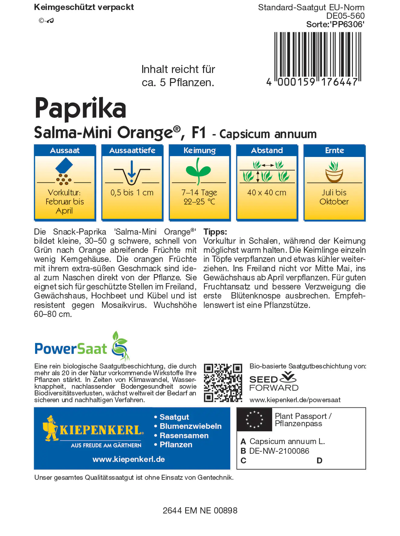 Kiepenkerl Snack Paprika Salma Mini orange F1