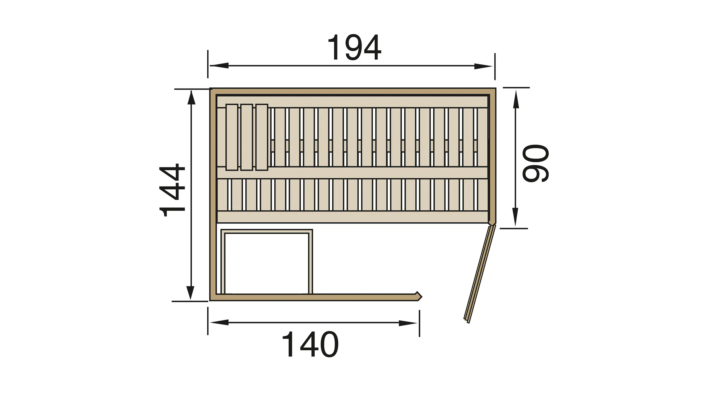 Weka Element-Ecksauna Varberg 1 mit Holztür