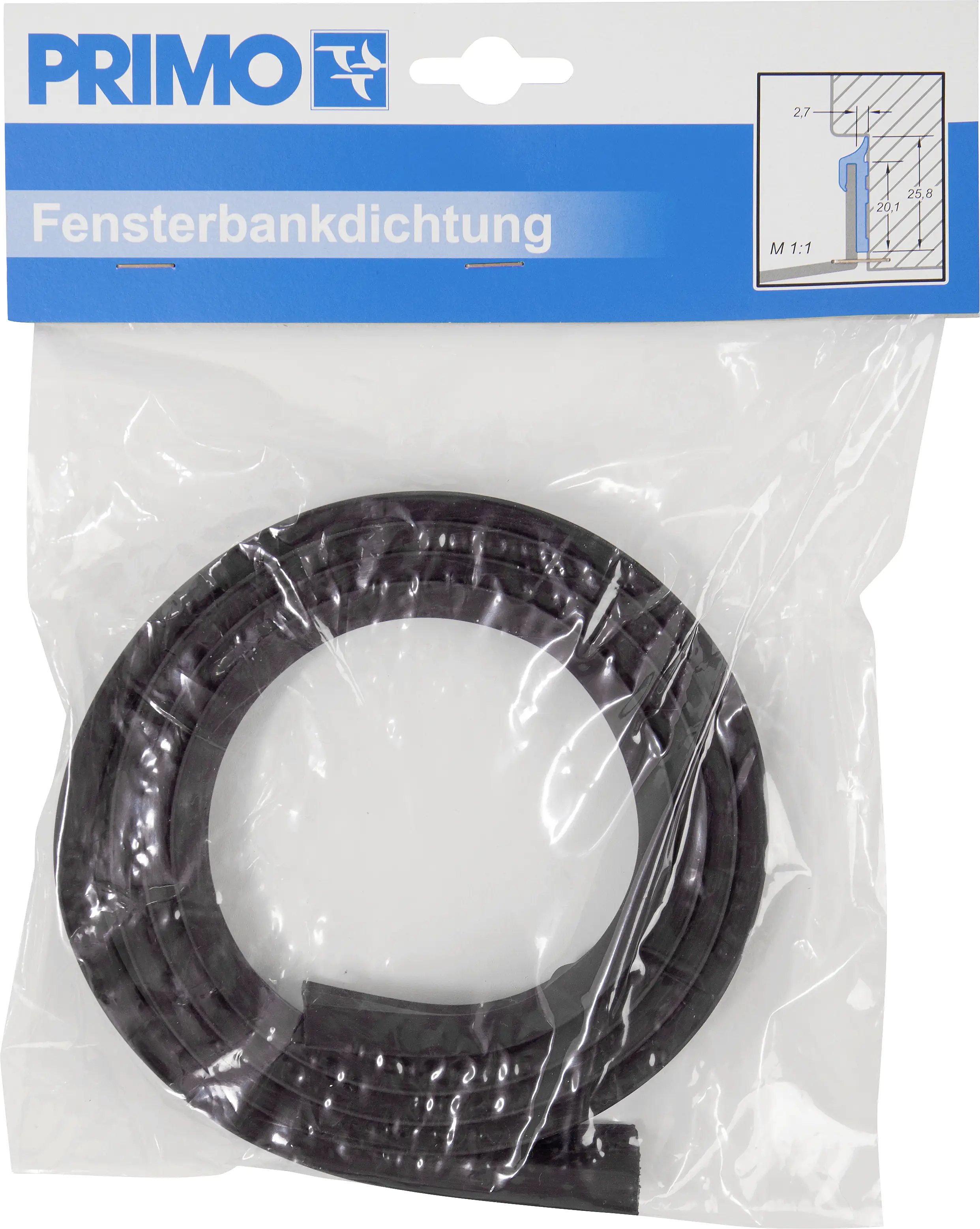 Primo Fensterbankdichtung 1500 x 2,7 x 25,8 mm schwarz