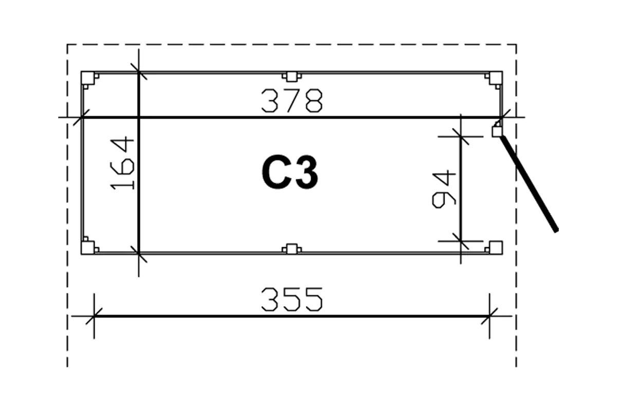 4018211010035_2424297 SKAN HOLZ Abstellraum C3 378x164cm, Profilschalung, lasiert in Nussbaum