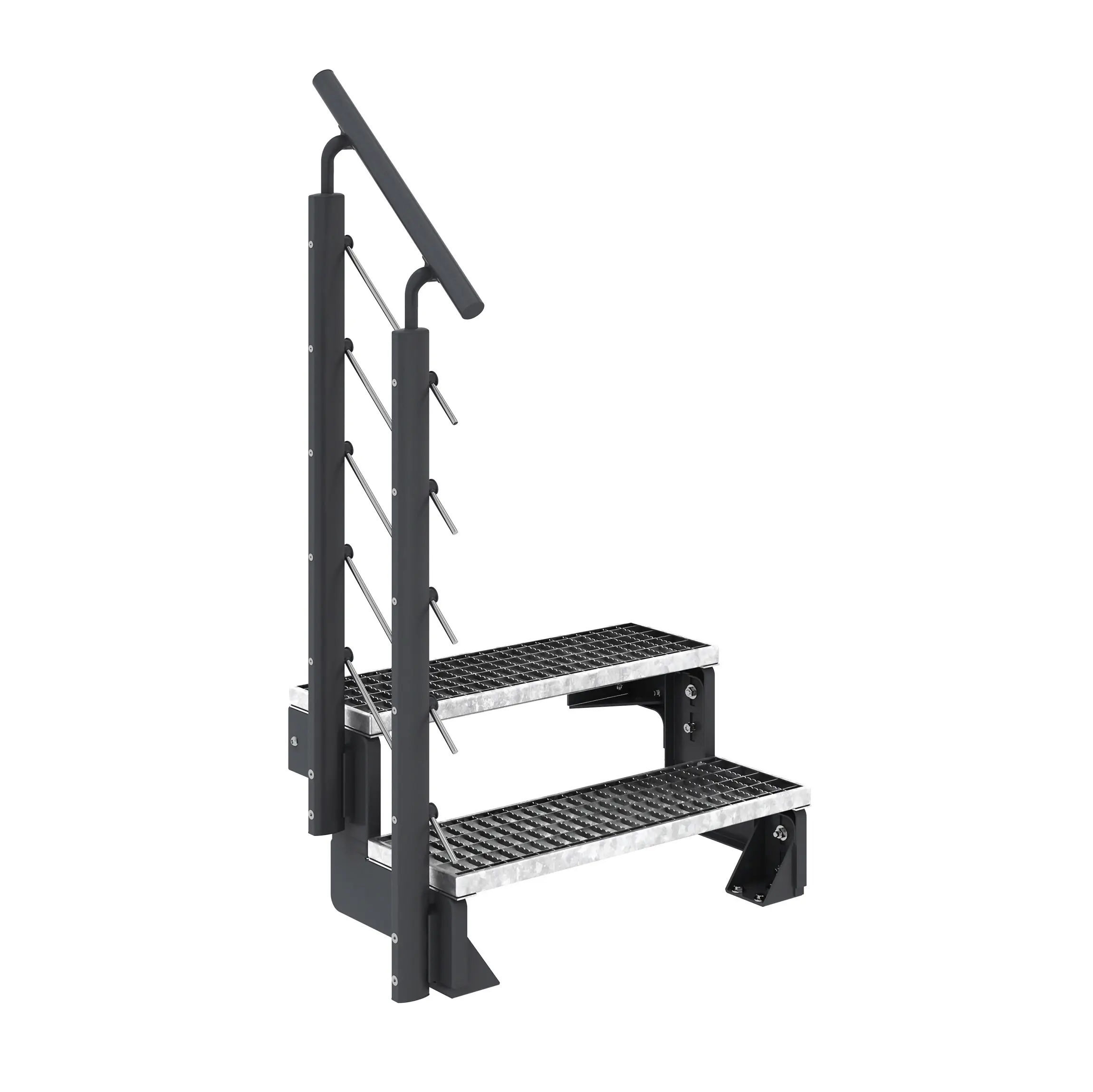 Dolle Außentreppe Gardentop 2 Gitteroststufen 80 cm inkl. einseitigem Geländer anthrazit