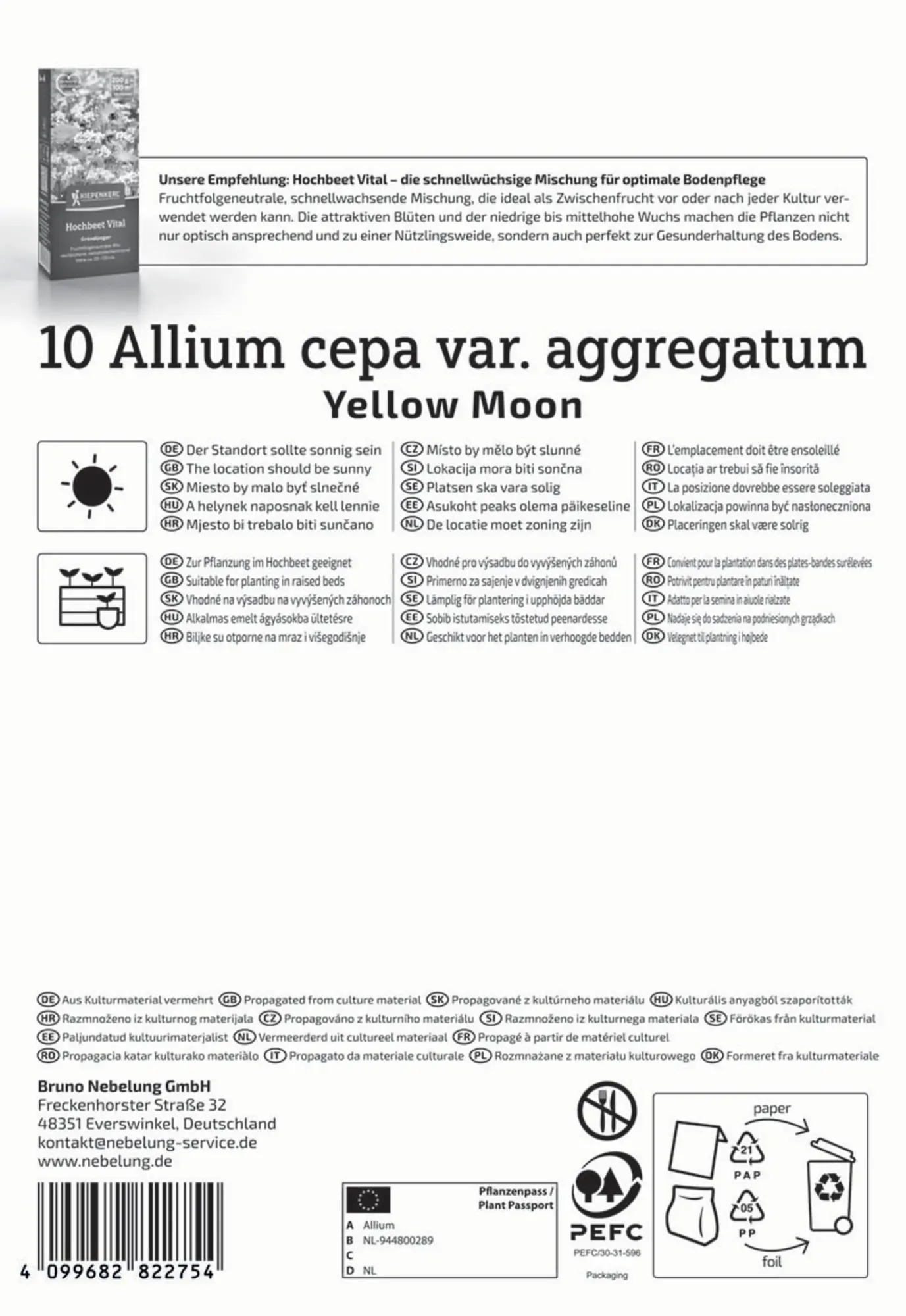 Kiepenkerl Steckzwiebel Schalotte Yellow Moon Gr. 7/15, 10 Stück