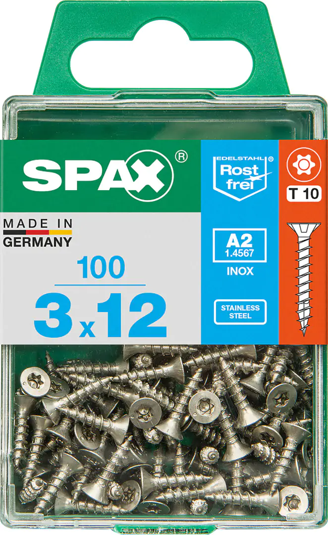 Spax Universalschrauben 3.0 x 12 mm TX 10 Senkkopf - 100 Stk.