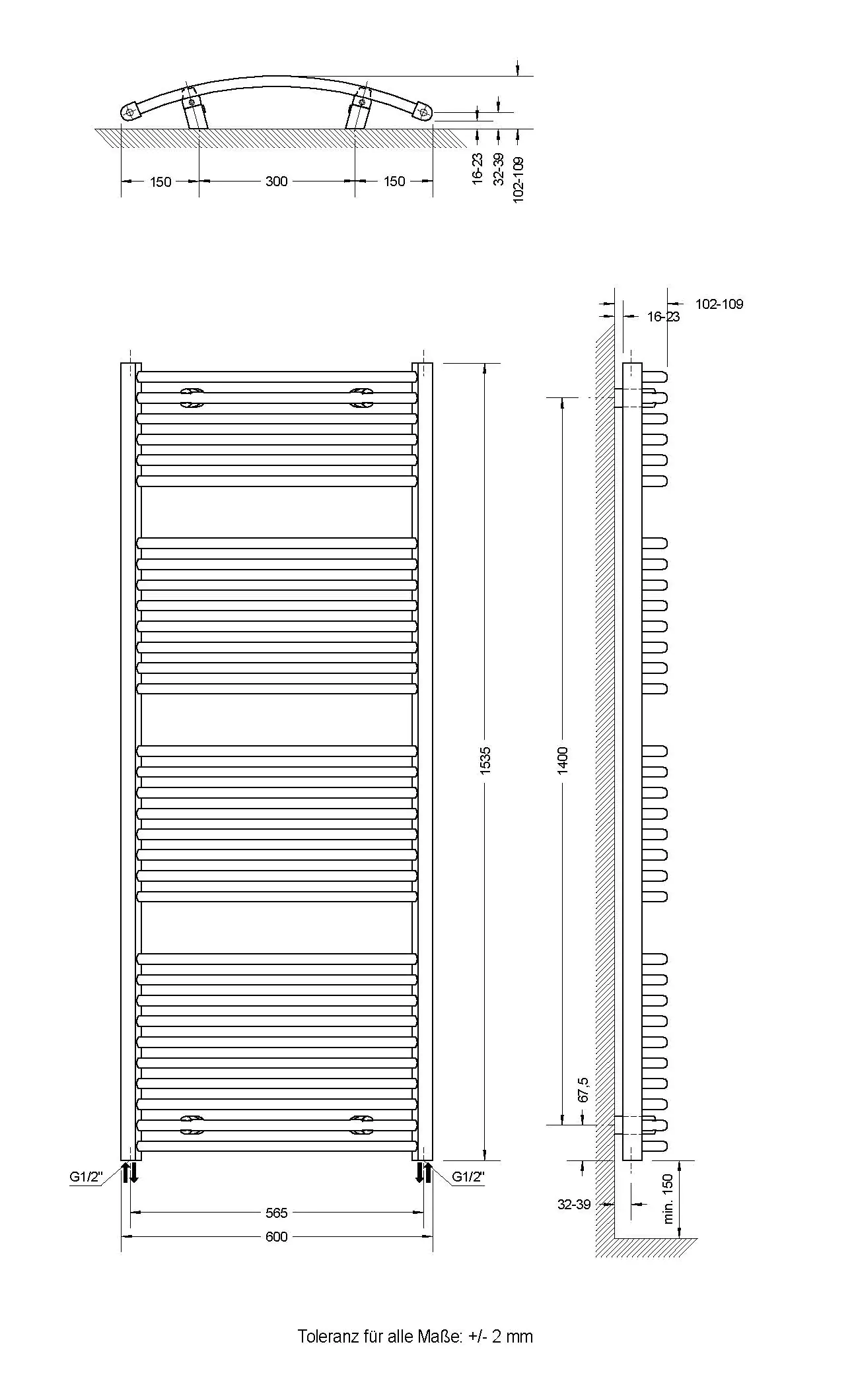 Schulte Badheizkörper Europa 153,5 x 60 cm 823 Watt