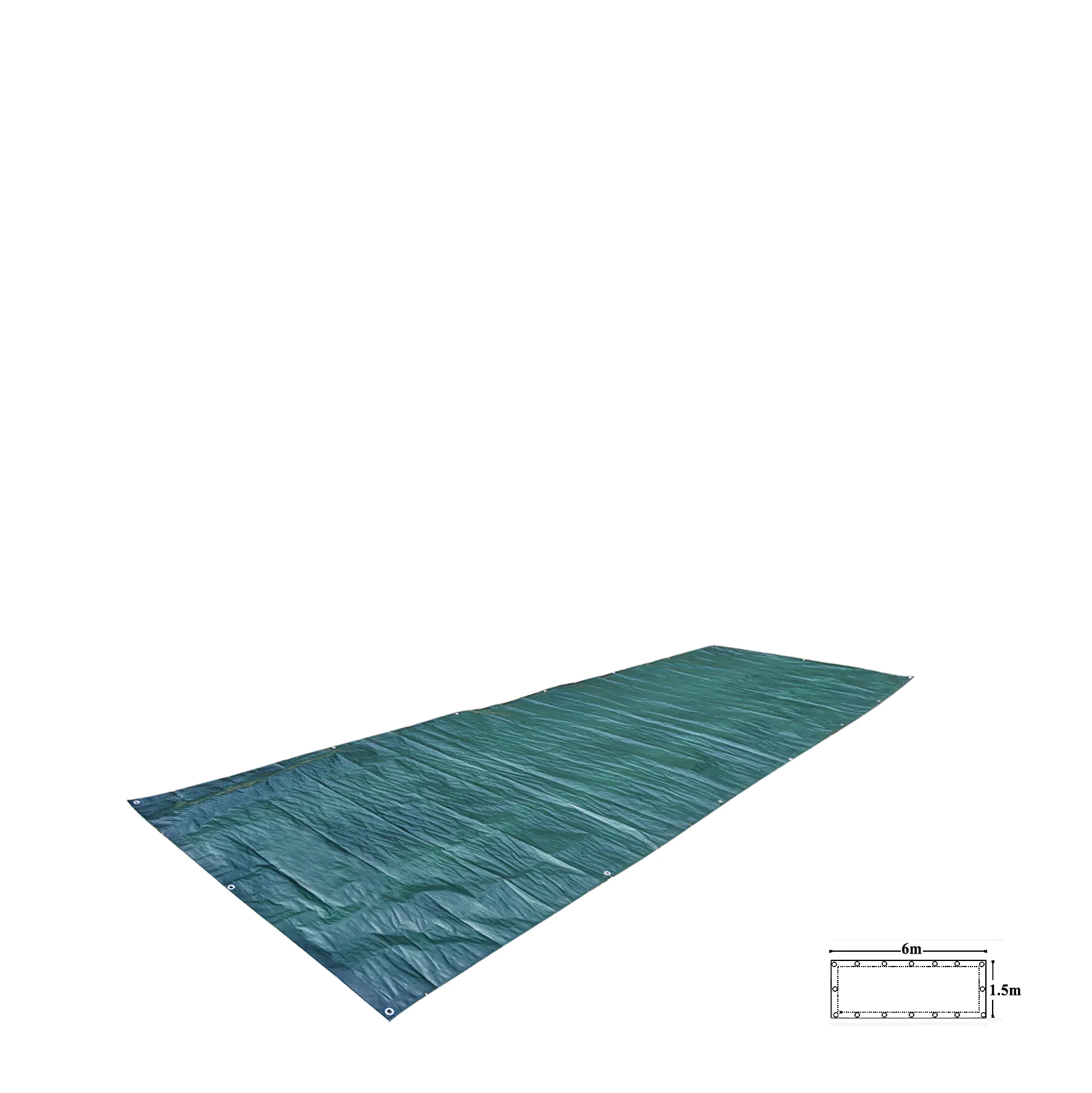 TrendLine Gewebeplane 110 g/m²  6 x 1,5 m = 9 m² grün mit Ösen