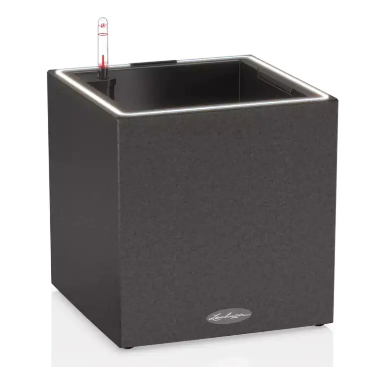 Lechuza Pflanzgefäß Canto Stone 30 low LED graphitschwarz