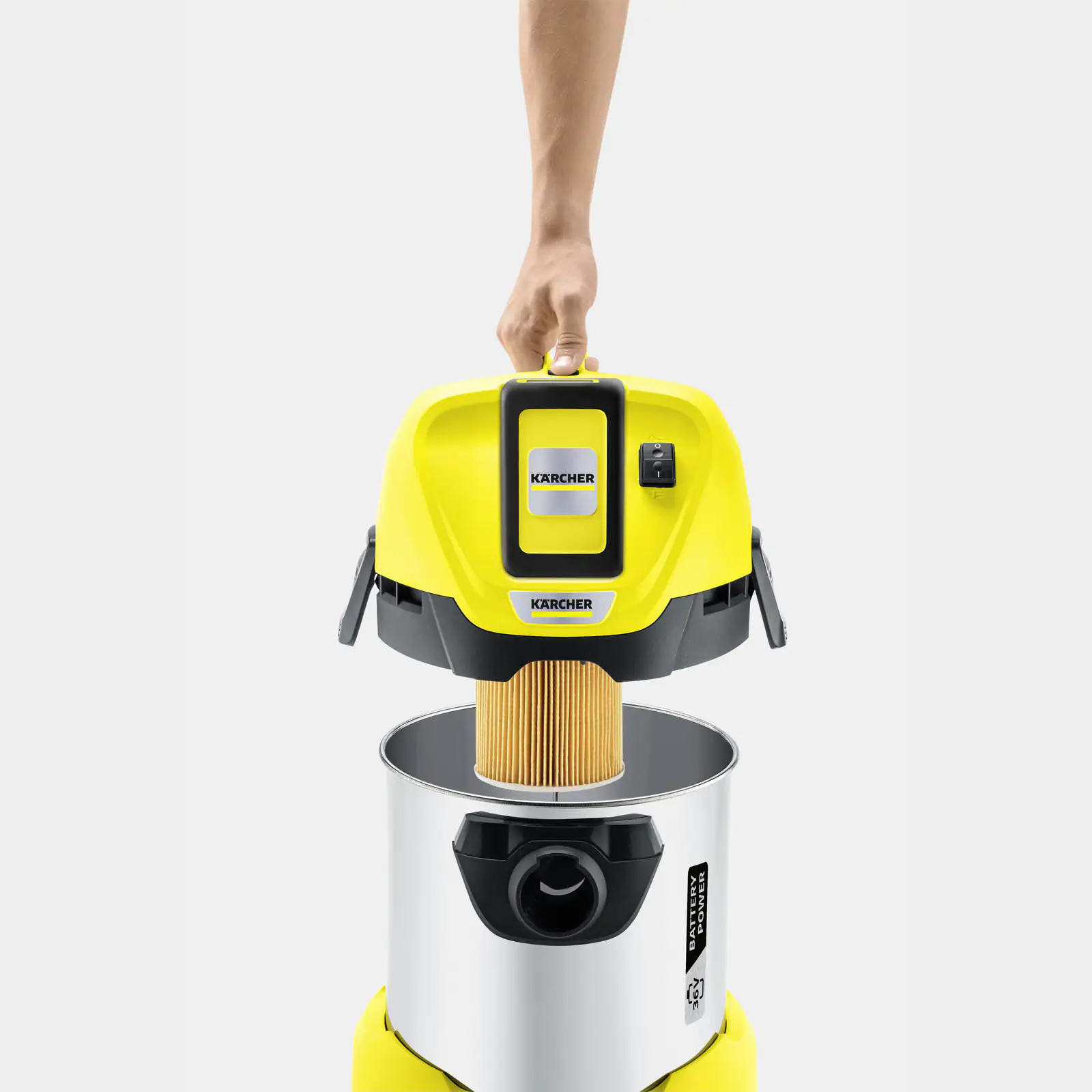 Kärcher Akku-Nass-Trockensauger WD 3 36 V 2,5 Ah 17 l, Edelstahl Kärcher Akku-Nass-Trockensauger WD 3 36 V 2,5 Ah 17 l, Edelstahl