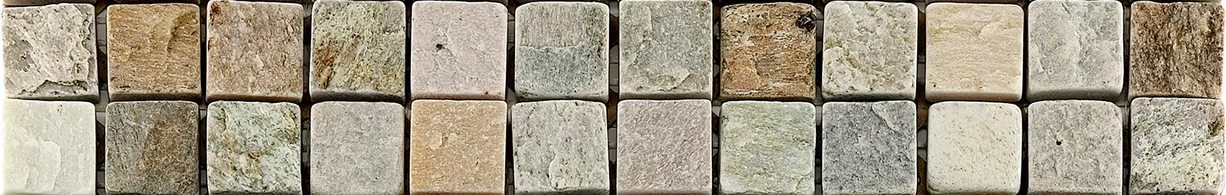 Fliesenbordüre Quarzit 5 x 30 cm quarz Steingröße: ca. 2,3 x 2,3 cm