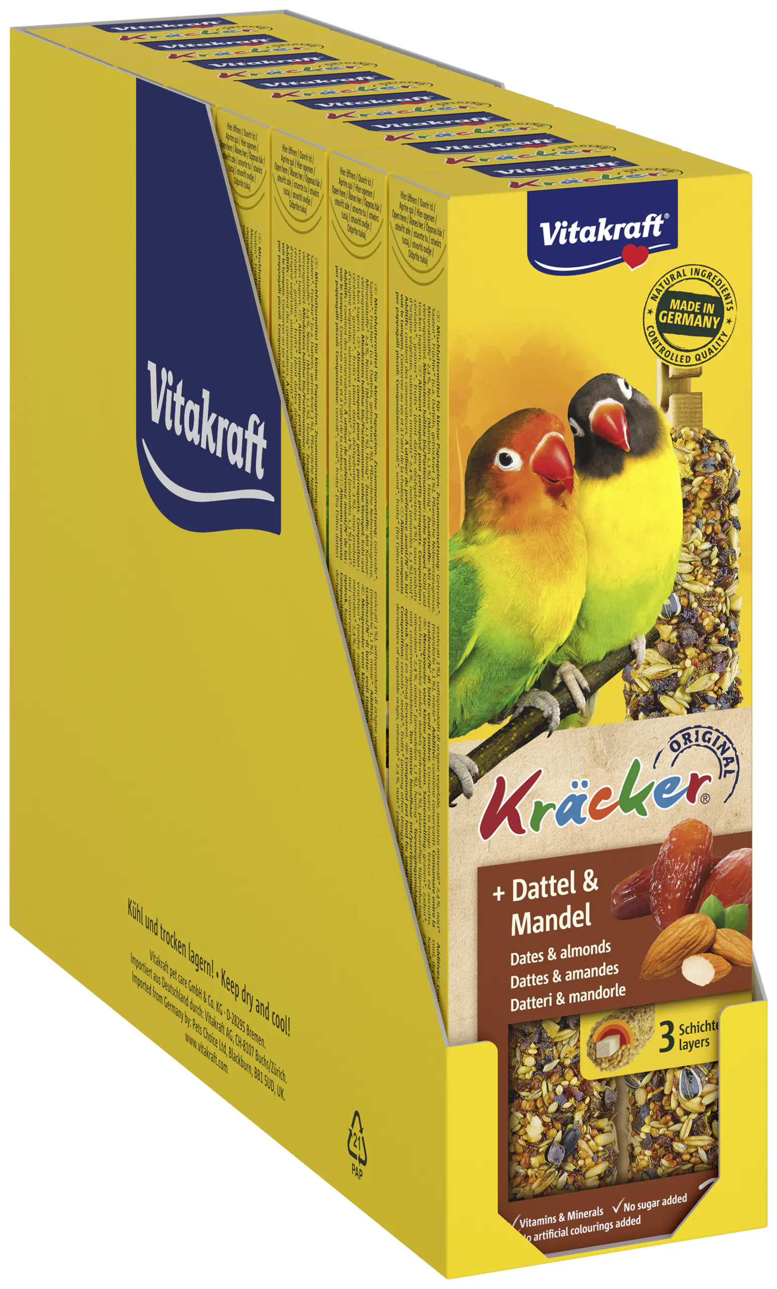 Vitakraft Kräcker für kleine Papageien Dattel & Mandel 8 x 2 Stück