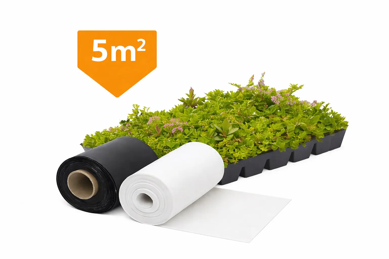 Plantile Dachbegrünungs-Komplettset mit Folie und Vlies für 5 m² Dachfläche